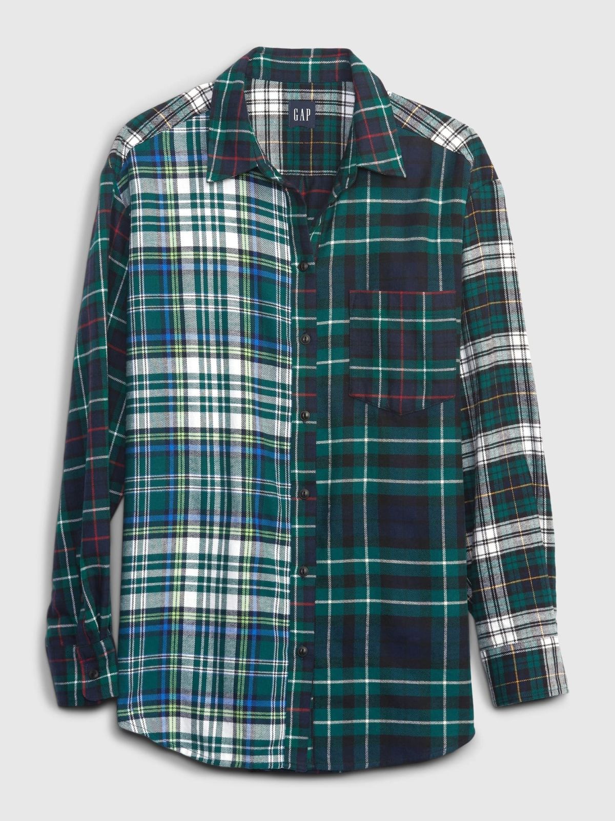 Μπλε Oversized Καρό Φανέλα Πουκάμισο-429301011