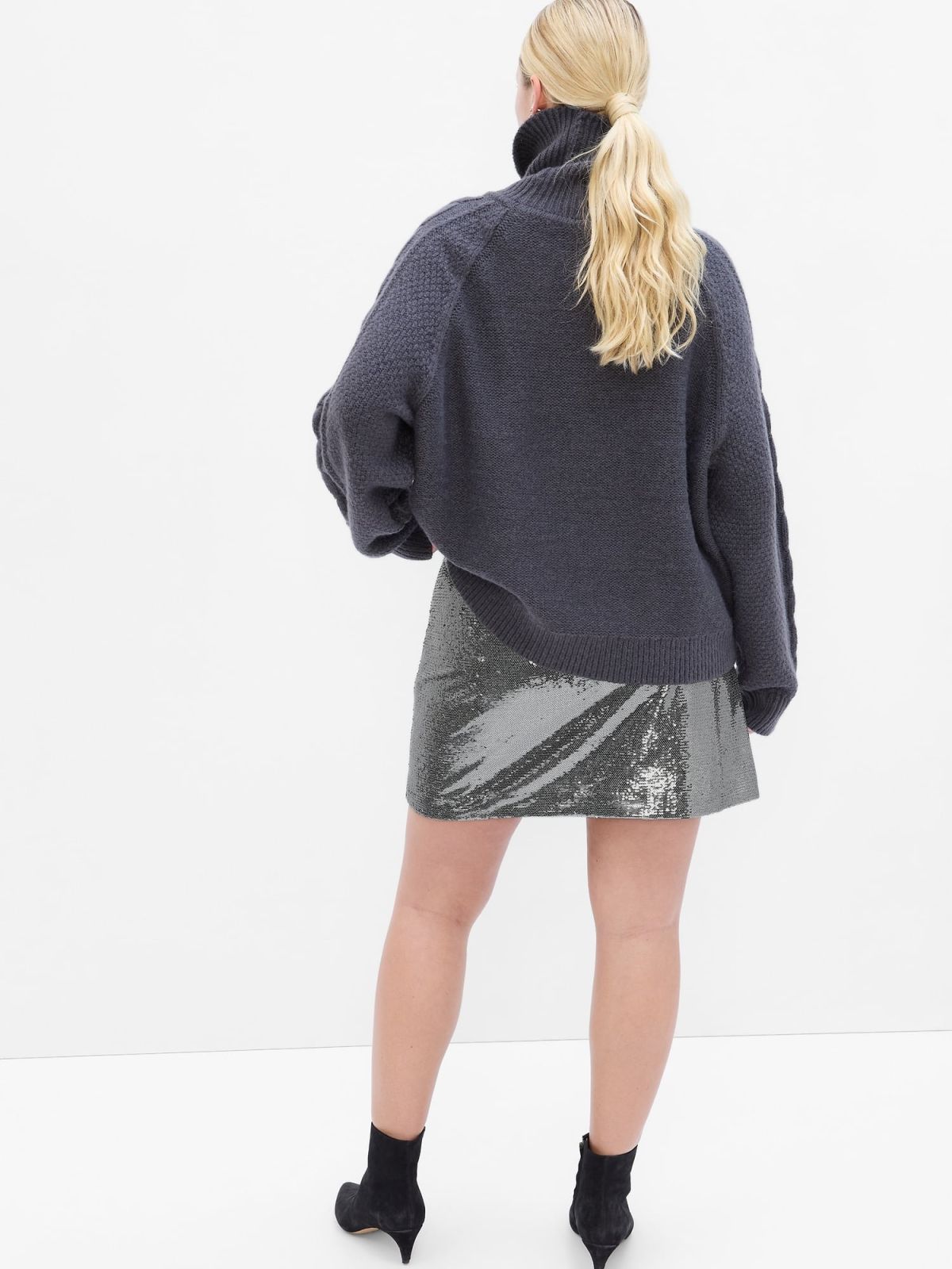 Γκρι Ανακυκλωμένη Sequin Mini Φούστα-484511000