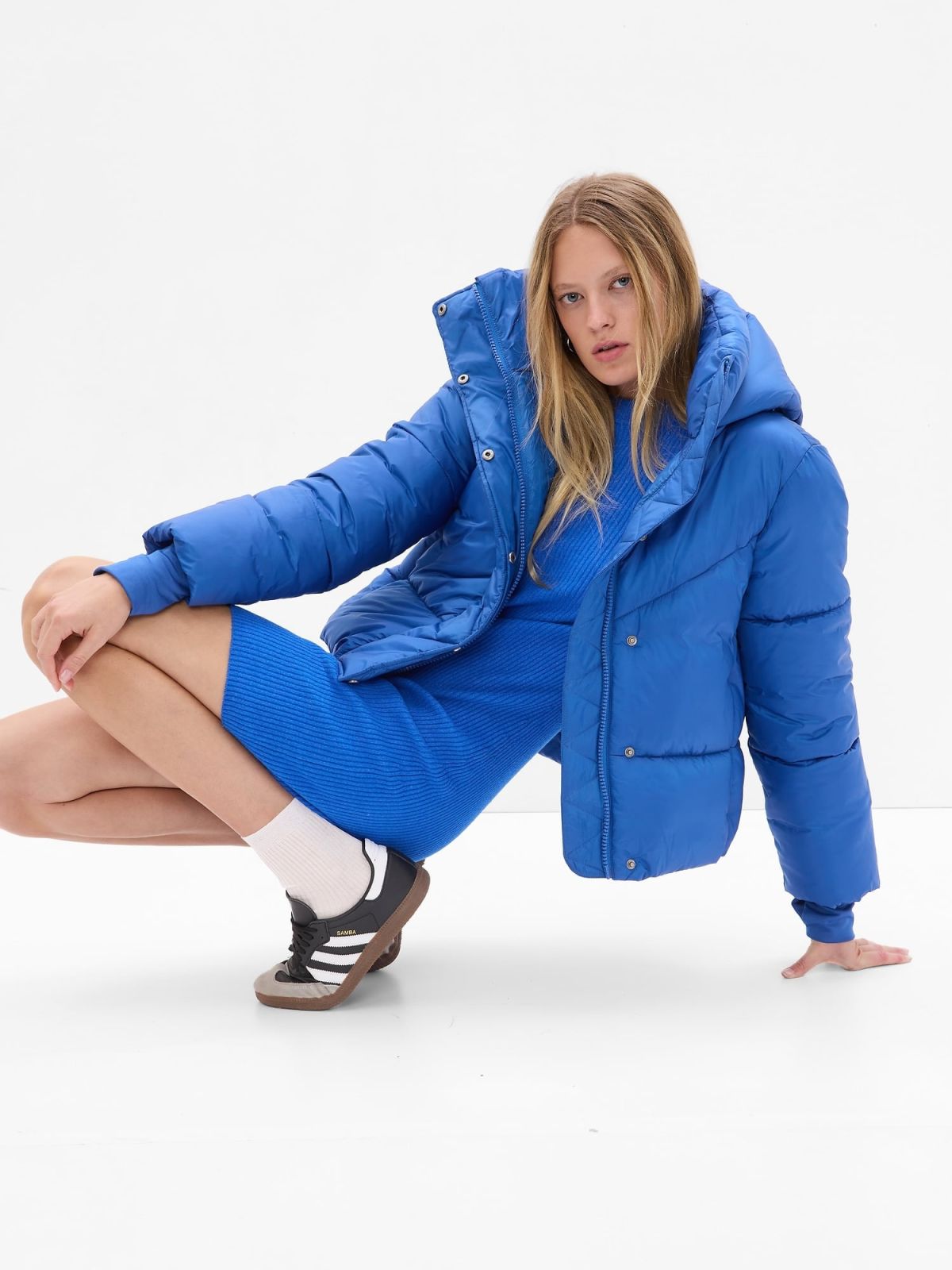 Μπλε CashSoft Rib Mini Sweater Φόρεμα-474899001