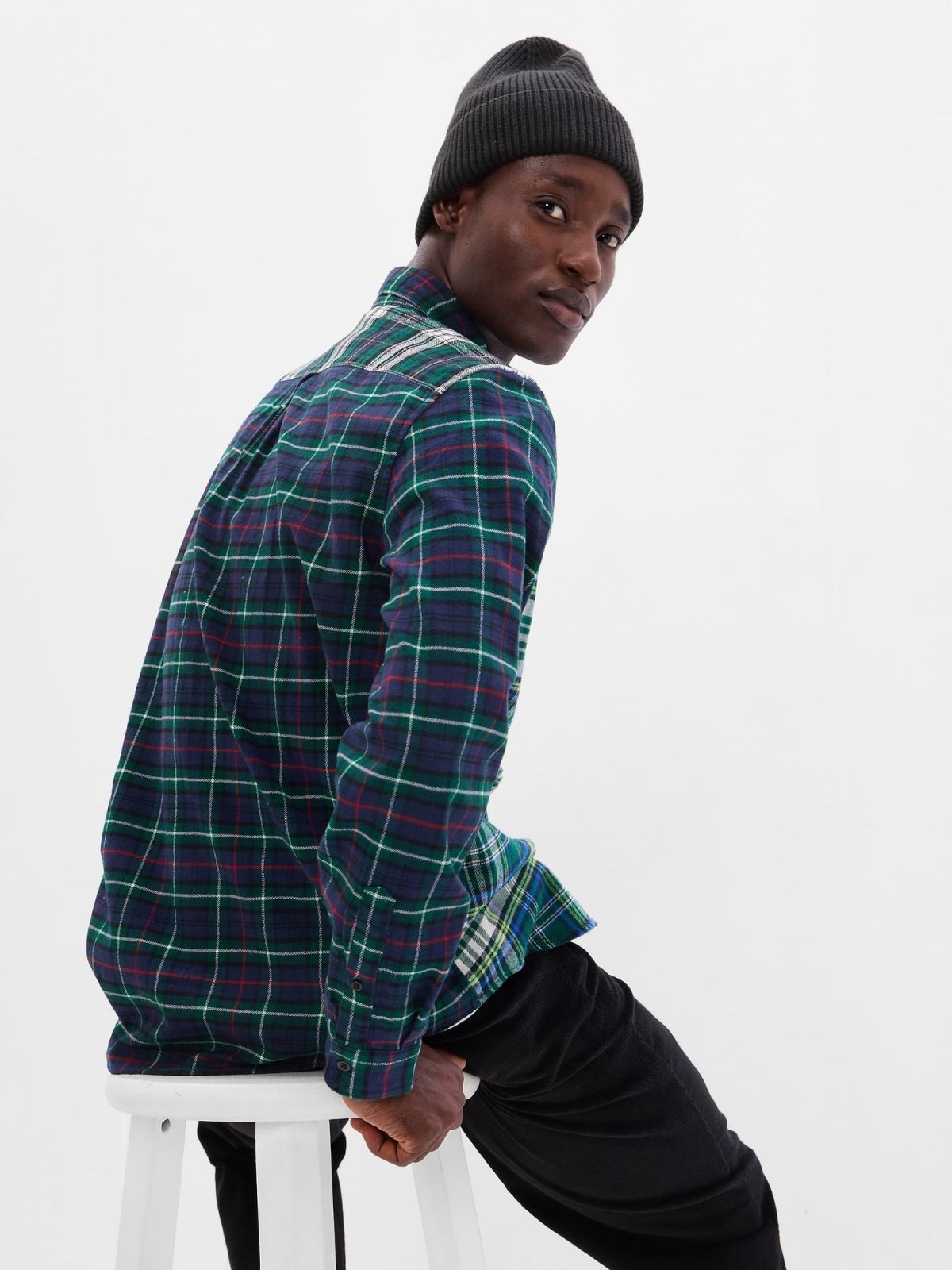 100% Organic Cotton Mixed Plaid Flannel Shirt-488359001