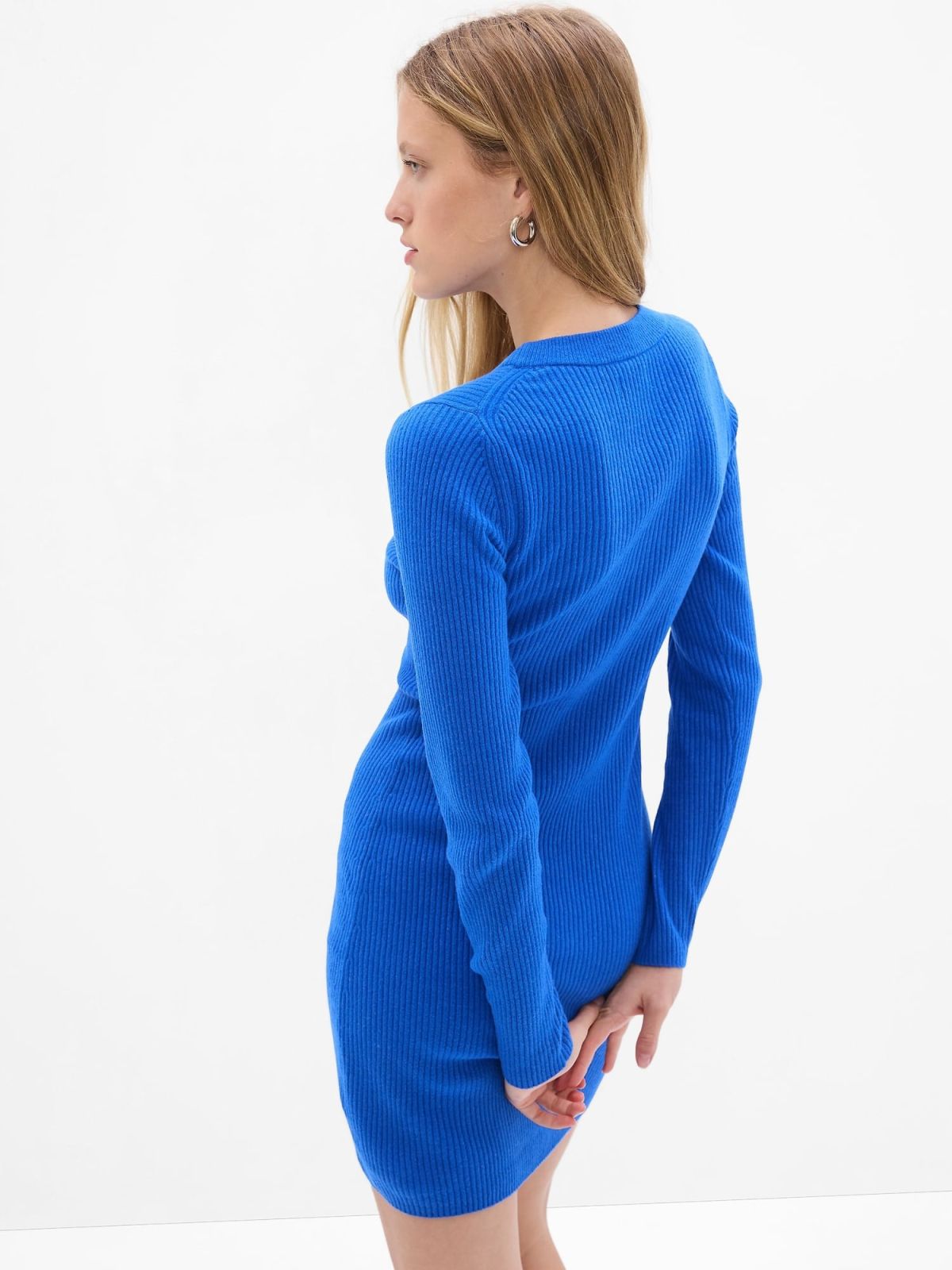 Μπλε CashSoft Rib Mini Sweater Φόρεμα-474899001