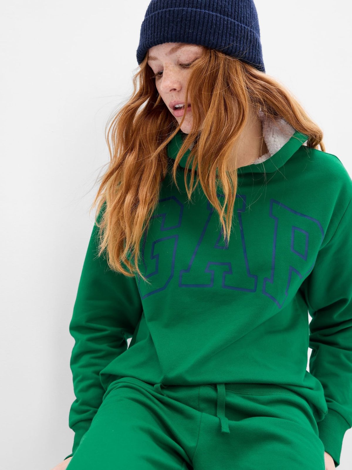 Πράσινο Gap Logo Sherpa Φούτερ-519469004