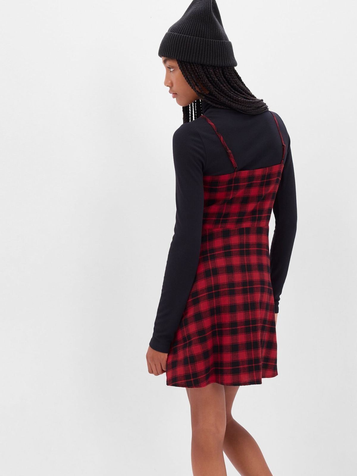 Κόκκινο Teen 100% Οργανικό Βαμβάκι Plaid Φόρεμα-501733000