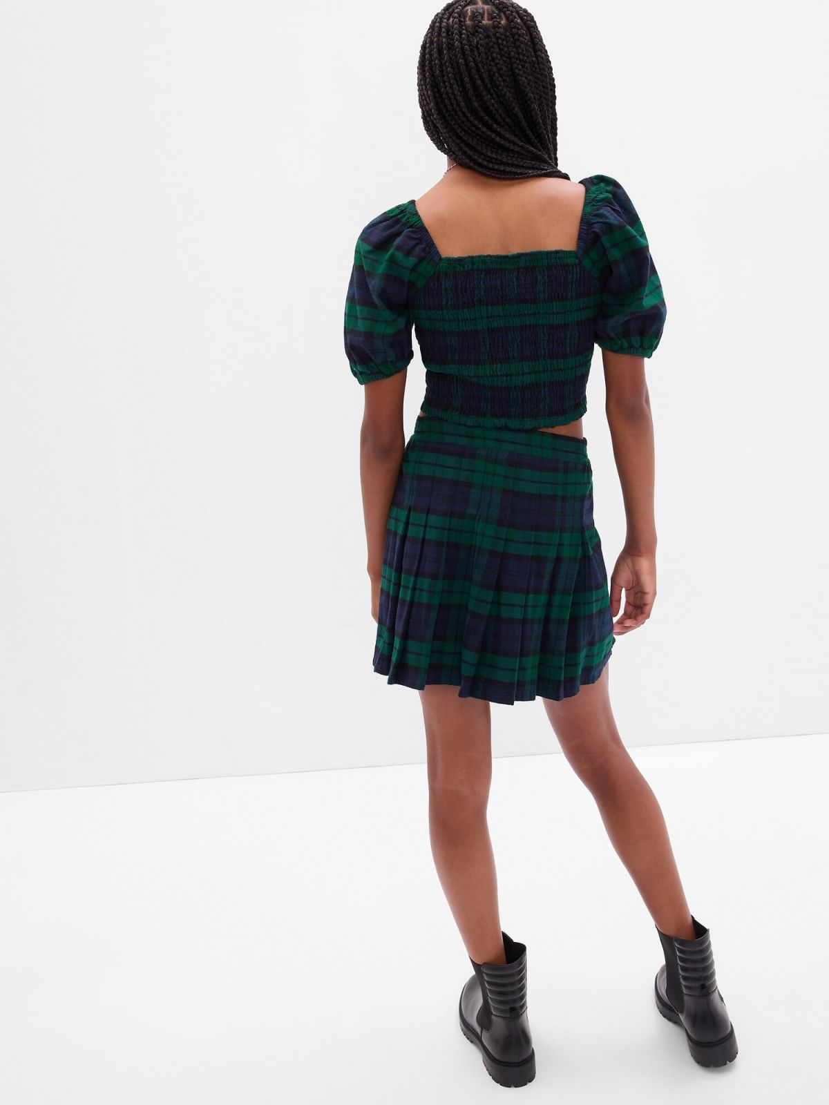 Πράσινο Teen 100% Οργανικό Βαμβάκι High Rise Pleated Mini Φούστα-484124000