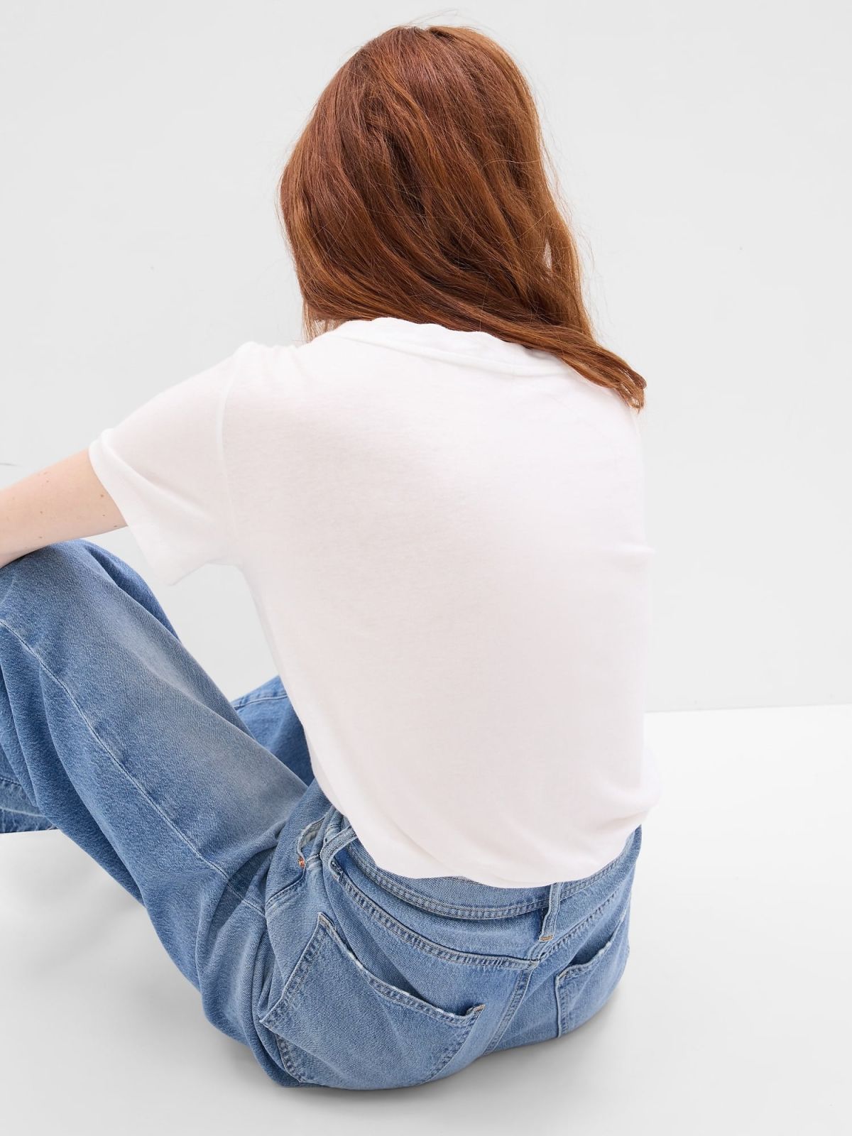 Άσπρη Vintage V-Neck Μπλούζα από Οργανικό Βαμβάκι-740140002