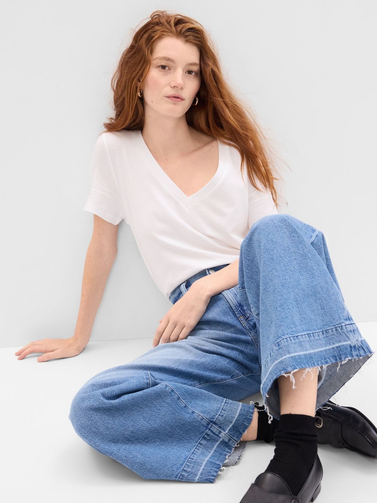 Organic Cotton Vintage V-Neck T-Shirt-740140002