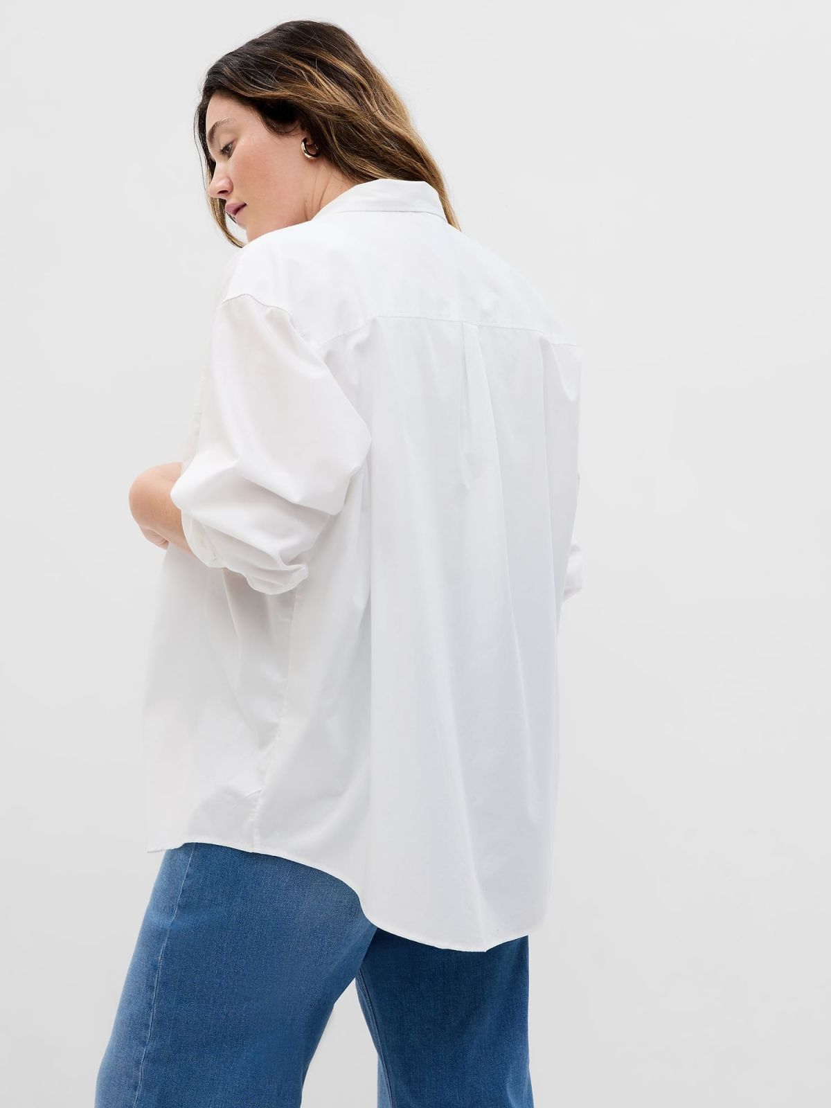 Rhinestone Button Big Shirt-543055001
