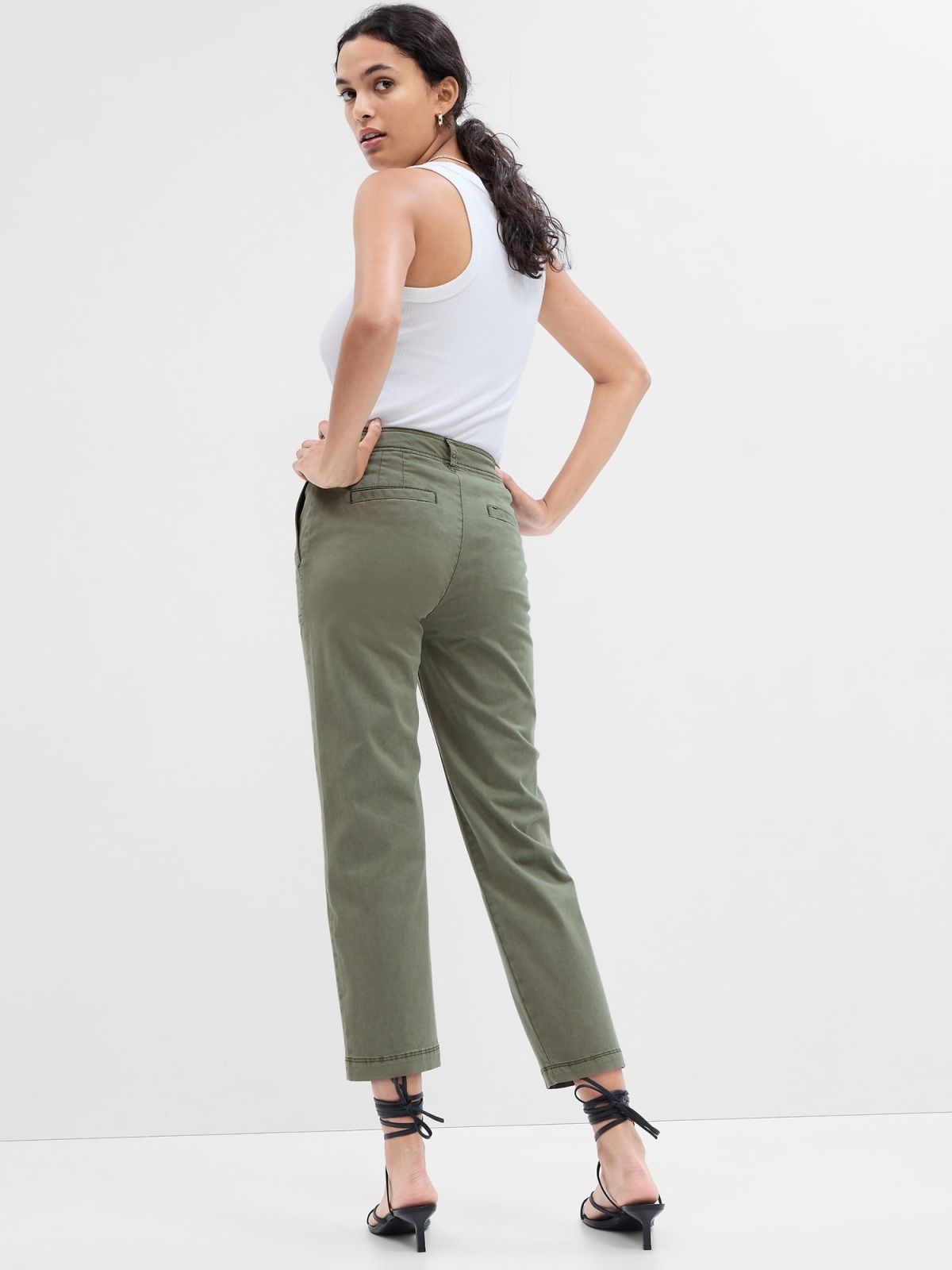 Πράσινο High Rise Girlfriend Utility Khakis Παντελόνι με Washwell-809212003