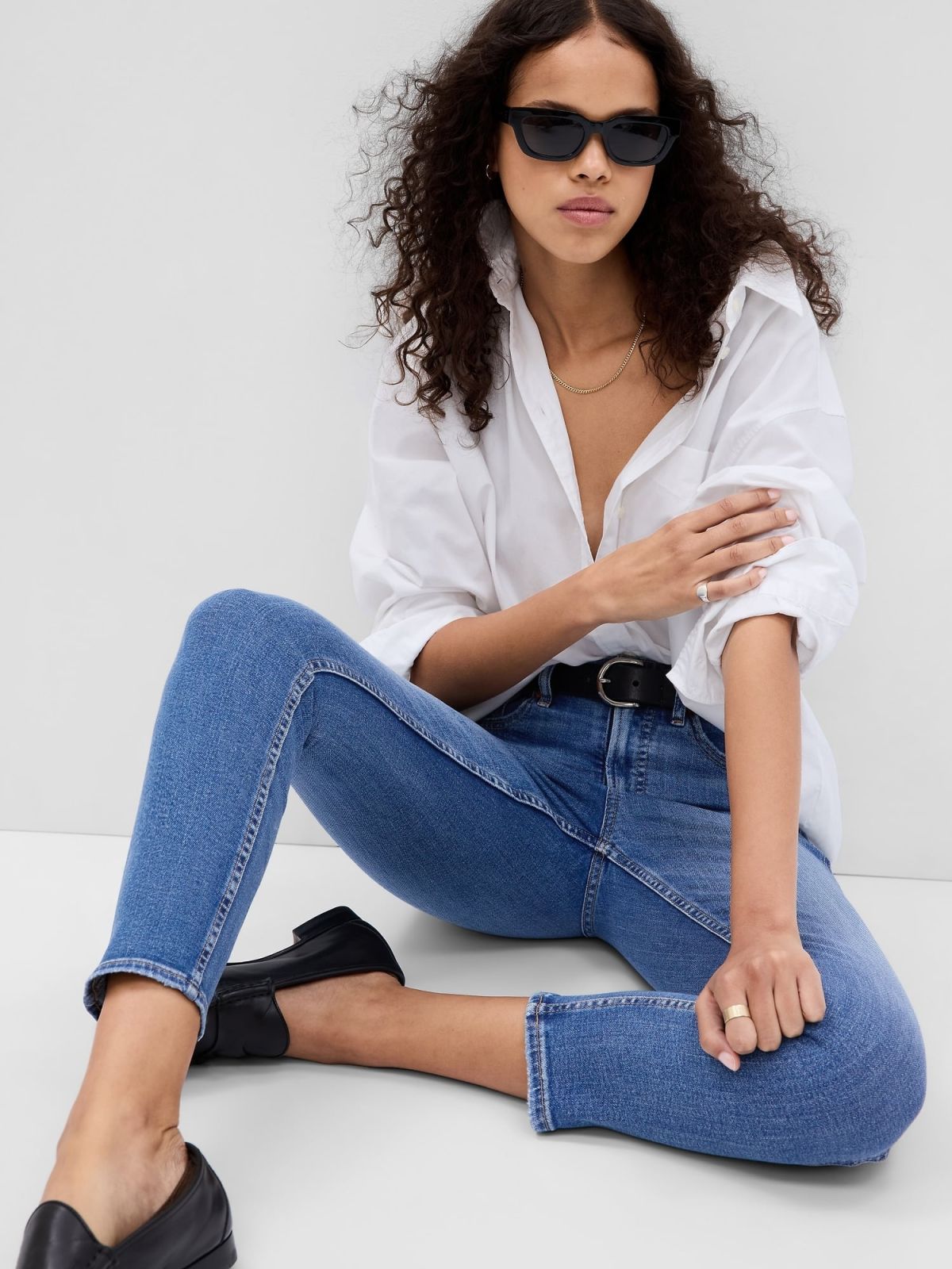 Μαύρο High Rise Cigarette Τζιν με Κρυφές Τσέπες-660537000