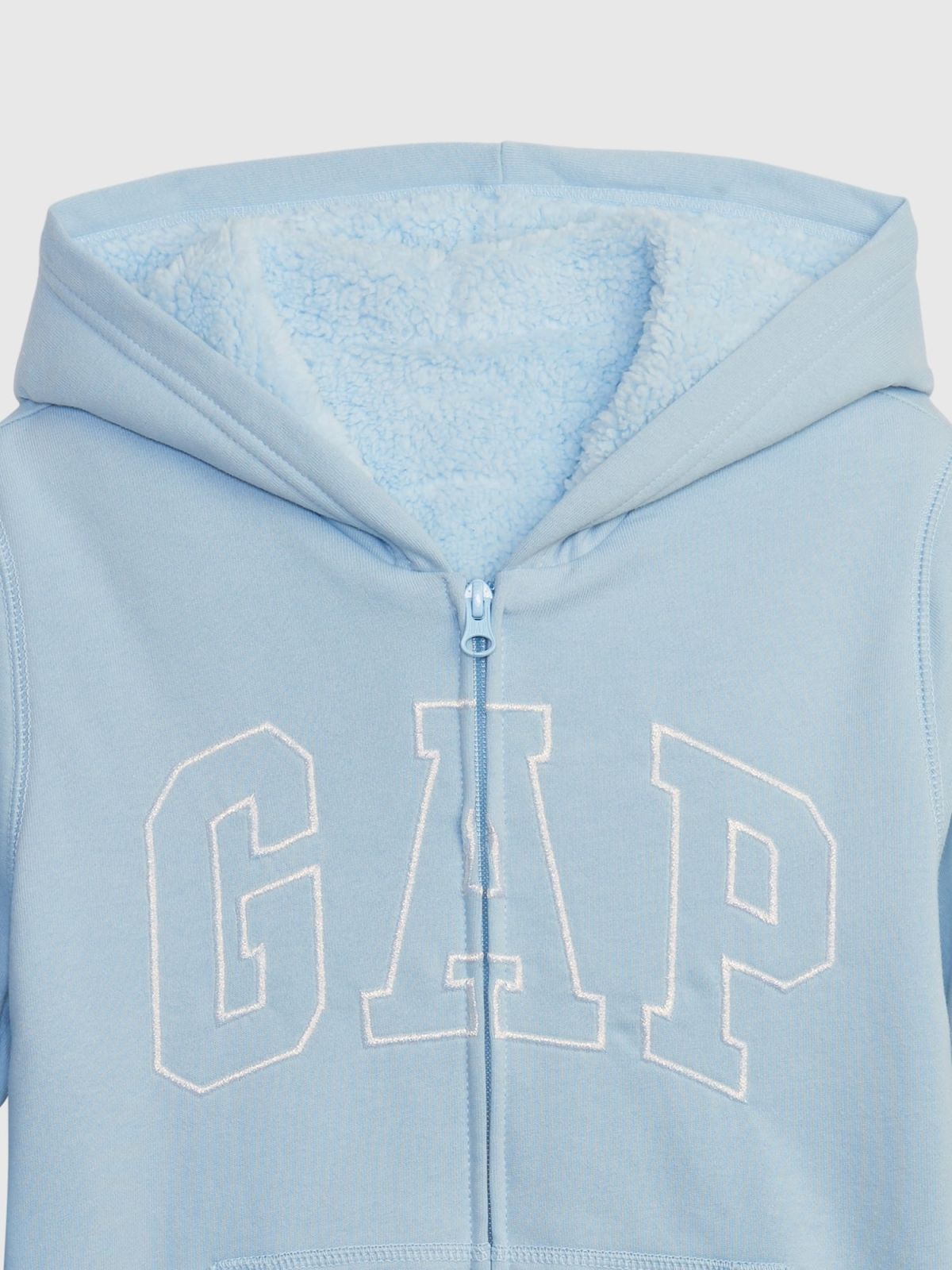 Μπλε Παιδικό Gap Logo Sherpa Φούτερ με Κουκούλα-495385002