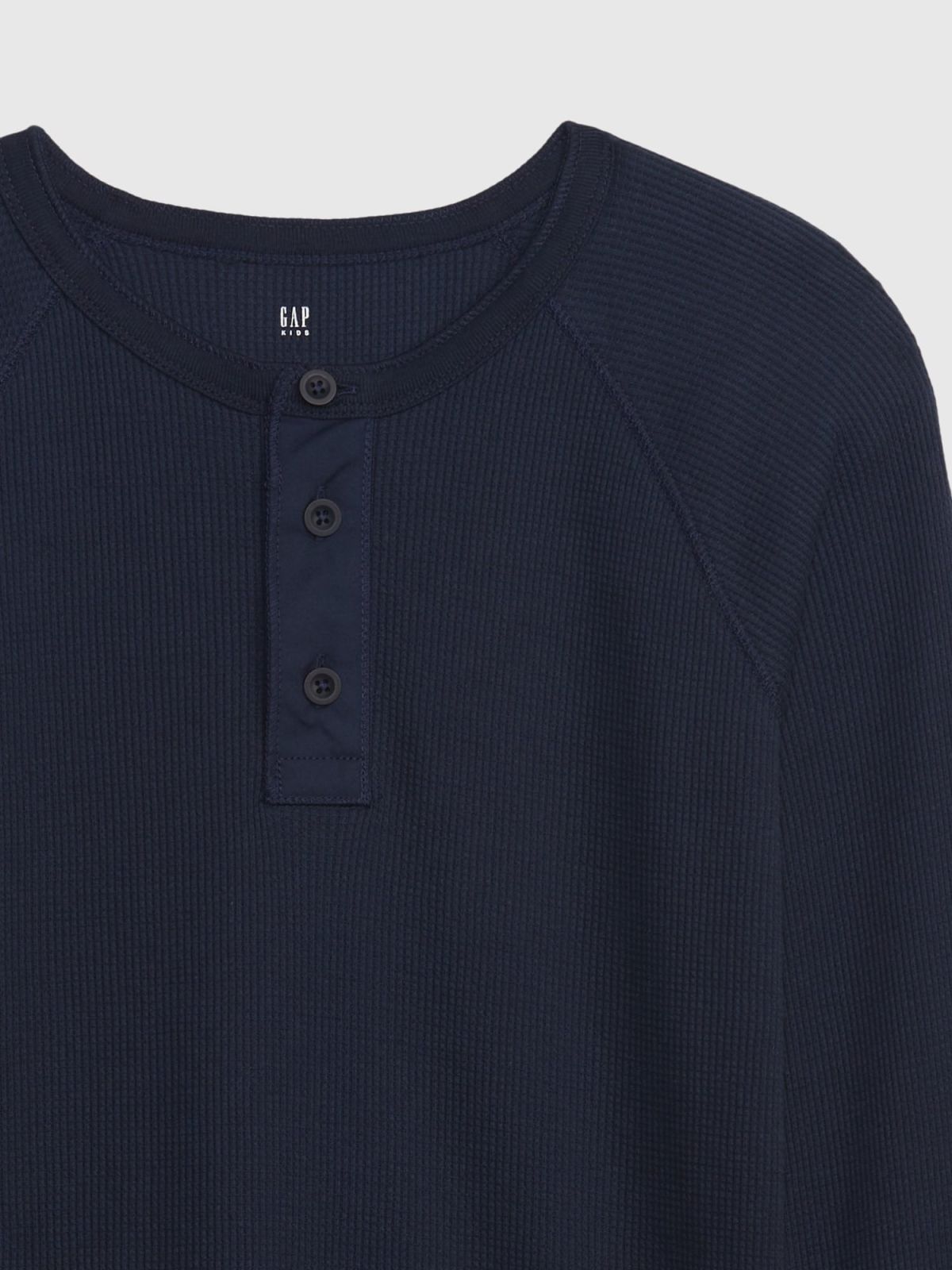 Μαύρη Παιδική Waffle Henley Μπλούζα-451553003