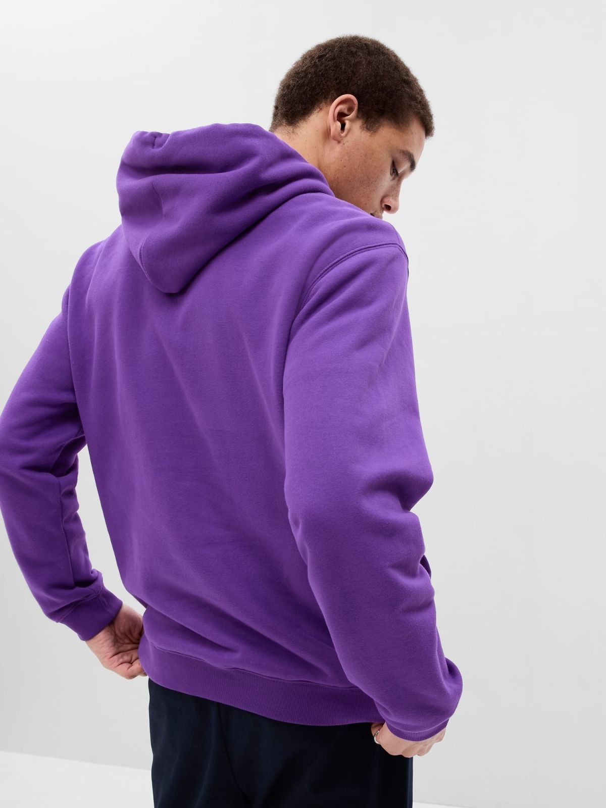 Μωβ Fleece Φούτερ με Κουκούλα-737296052