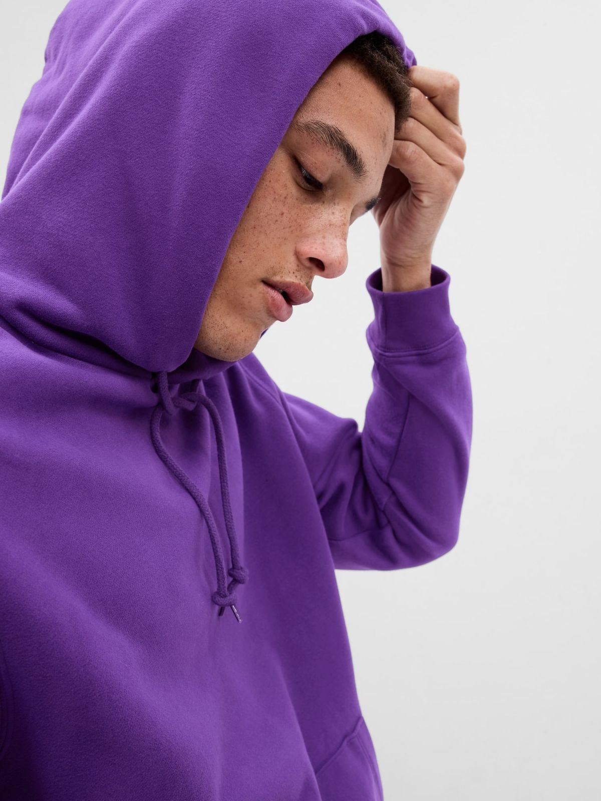 Μωβ Fleece Φούτερ με Κουκούλα-737296052