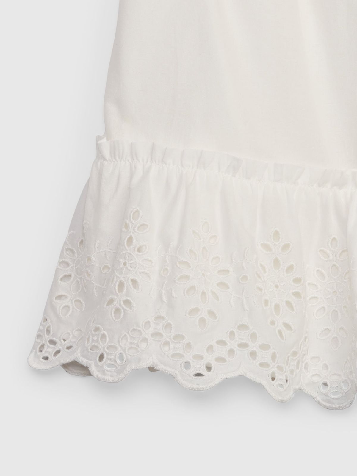 Άσπρο Νηπιακό Tiered Eyelet Φόρεμα-602066000