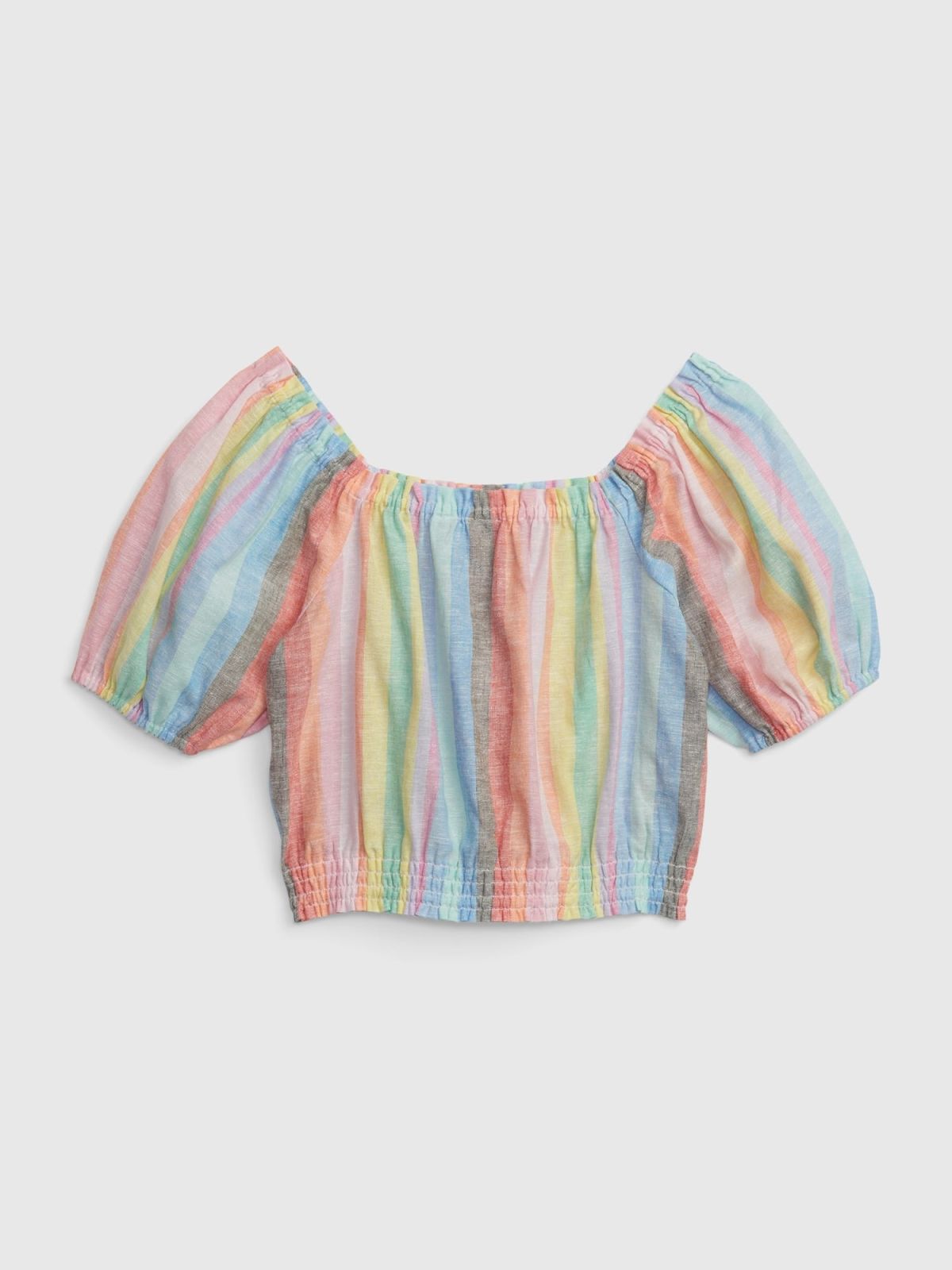 Multi Παιδικό Linen-Cotton Puff Sleeve Τοπ-601092002