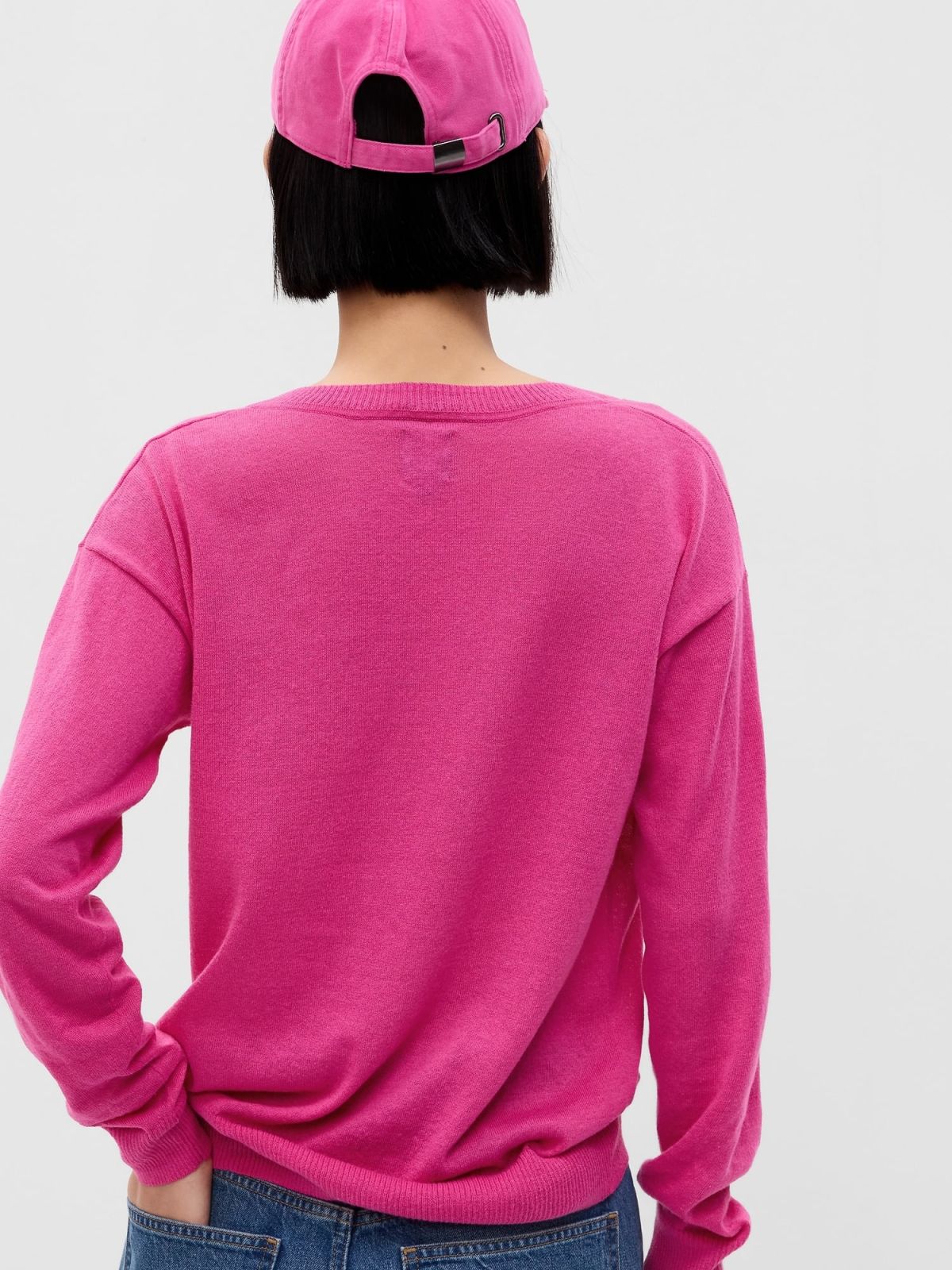 Linen-Blend V-Neck Sweater-592240003
