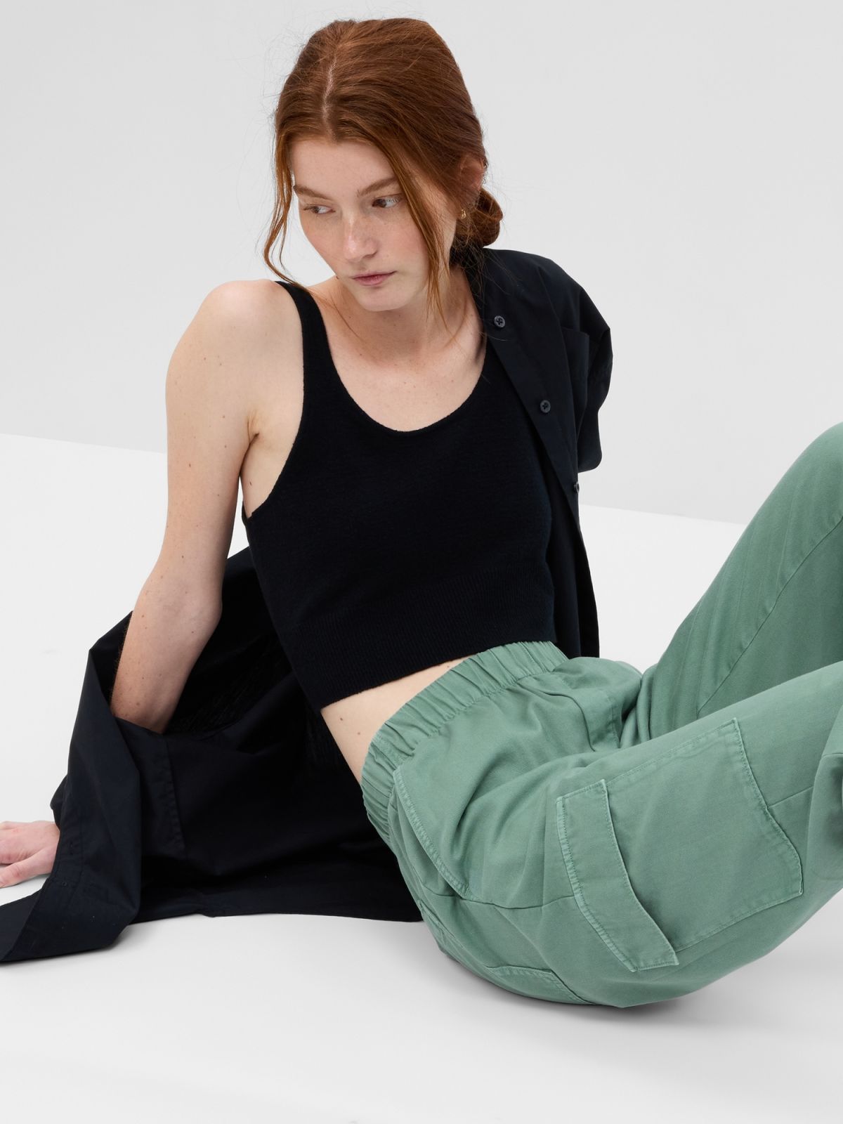 Πράσινο Twill Cargo Παντελόνι-541219000