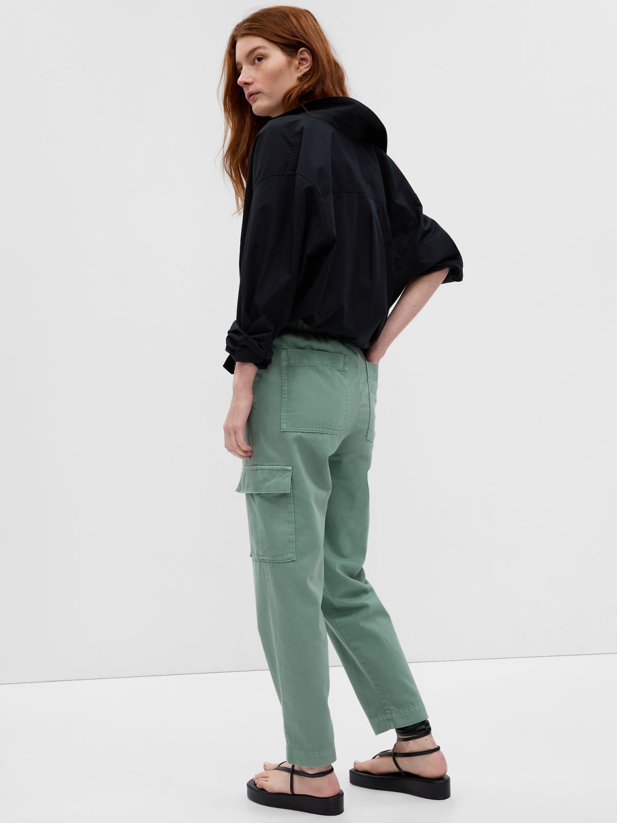 Mid Rise Twill Cargo Pants-541219000