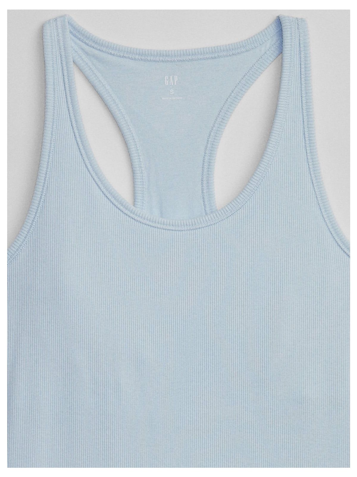 Μπλε Ribbed Support Tank Top Μπλούζα-688634026