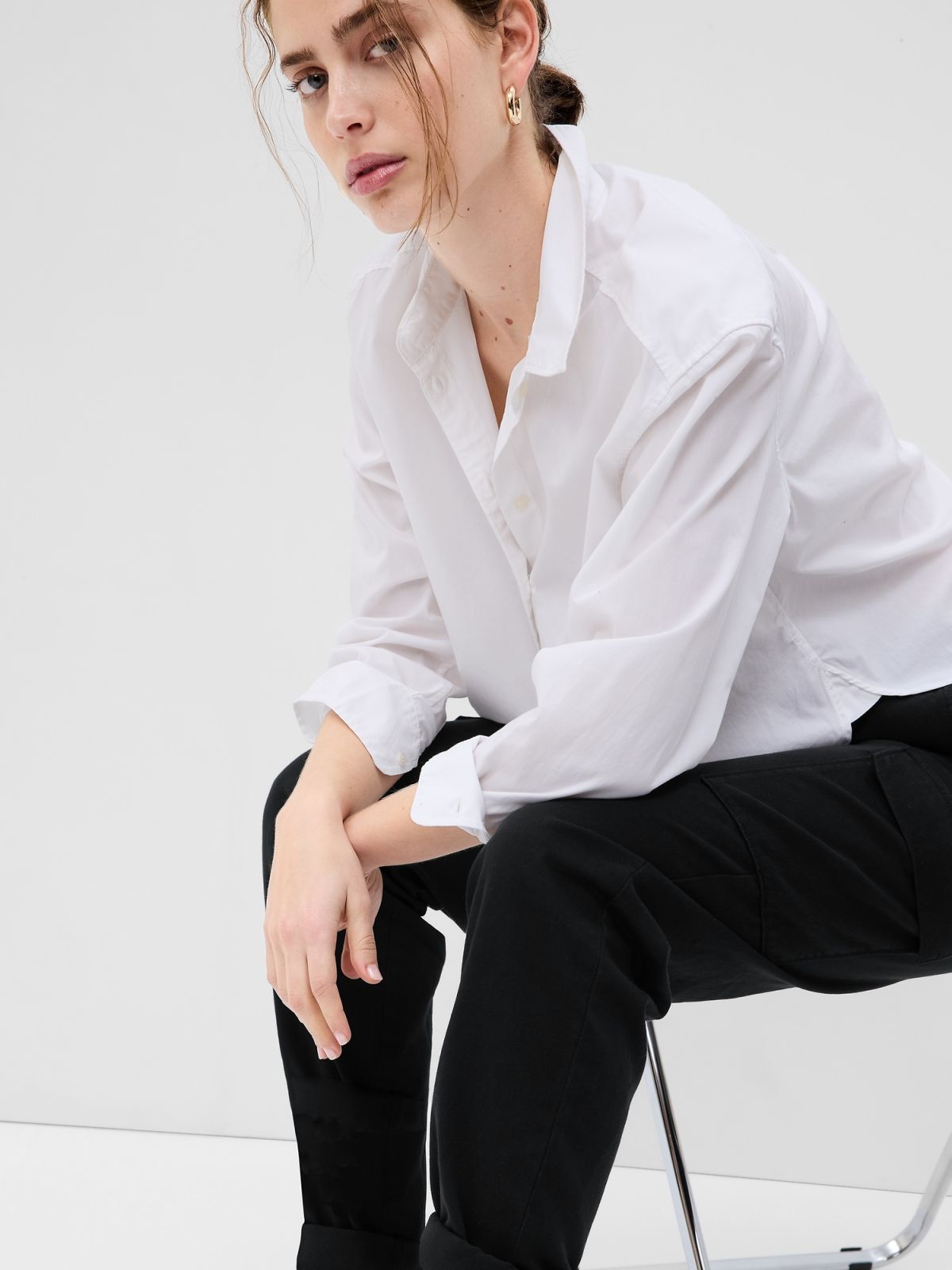 Μαύρο Twill Cargo Παντελόνι-541219003