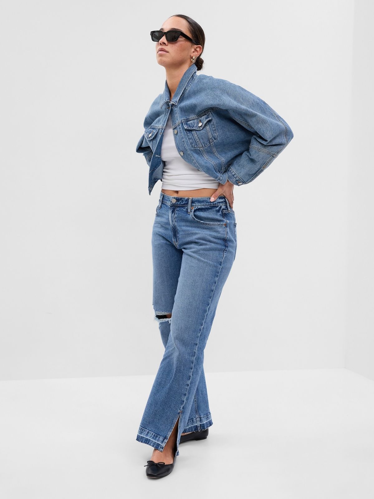Μπλε Mid Rise Cotton '90s Loose Jean Παντελόνι-570868000
