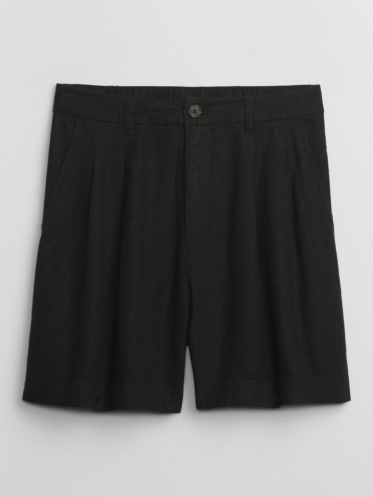 Μαύρο 5ίντσες High Rise Pleated Λινό Σορτς με Washwell-595602001