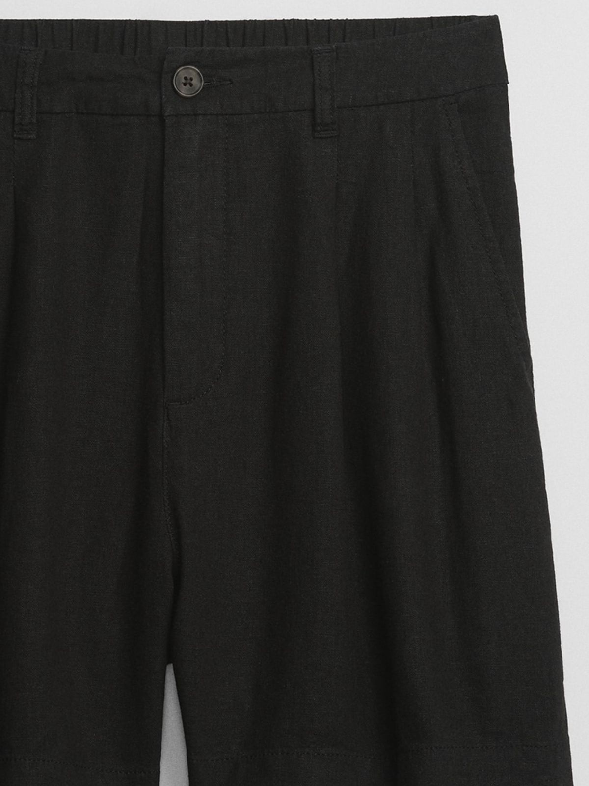Μαύρο 5ίντσες High Rise Pleated Λινό Σορτς με Washwell-595602001