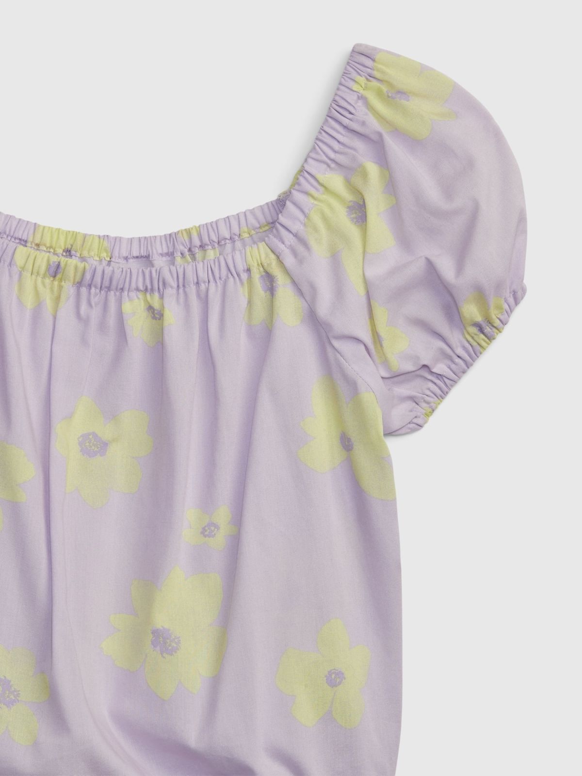 Μωβ Παιδικό Linen Puff Sleeve Τοπ-603195002
