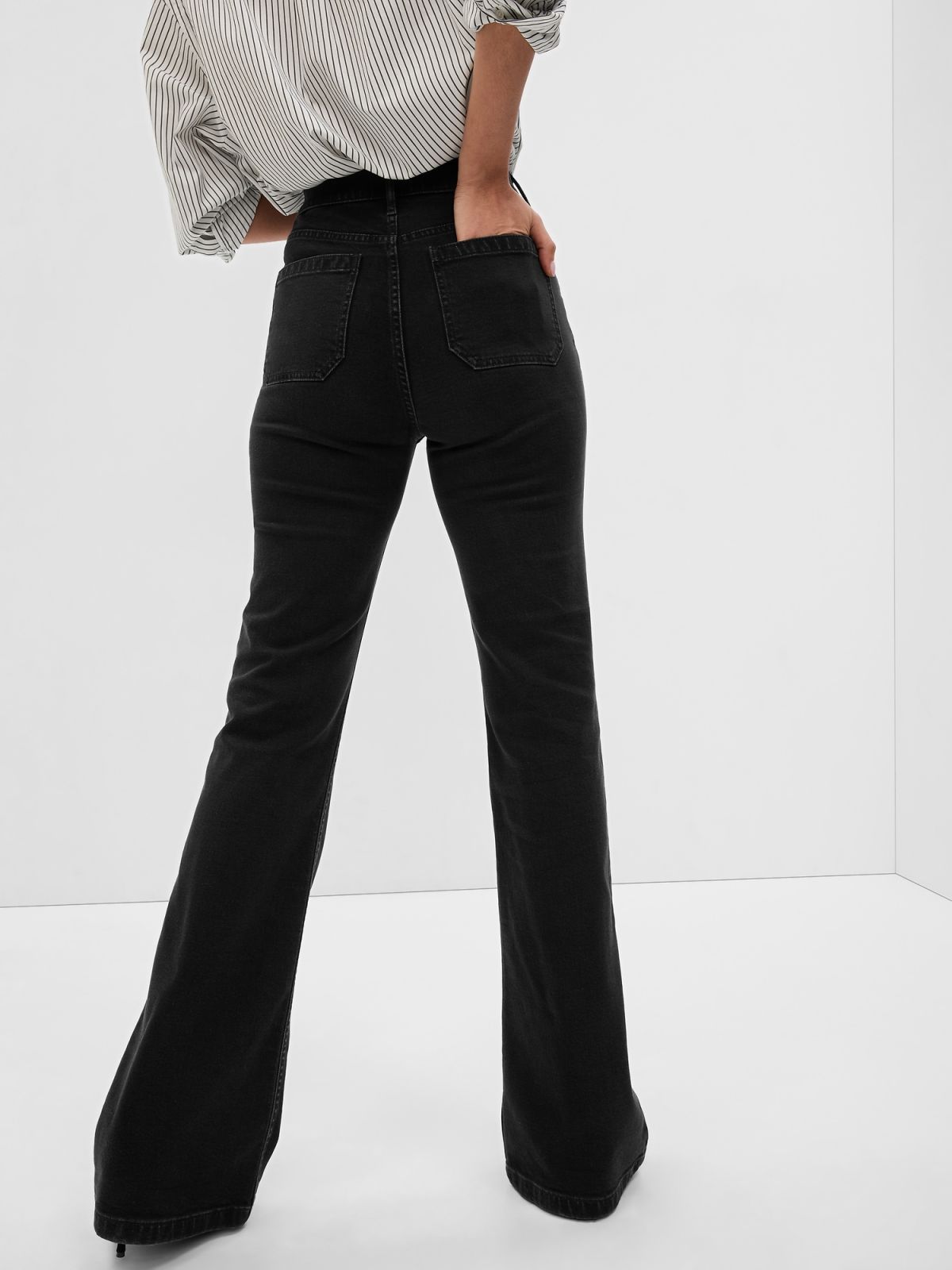 Μαύρο High Rise '70s Flare Jean Παντελόνι-570424000