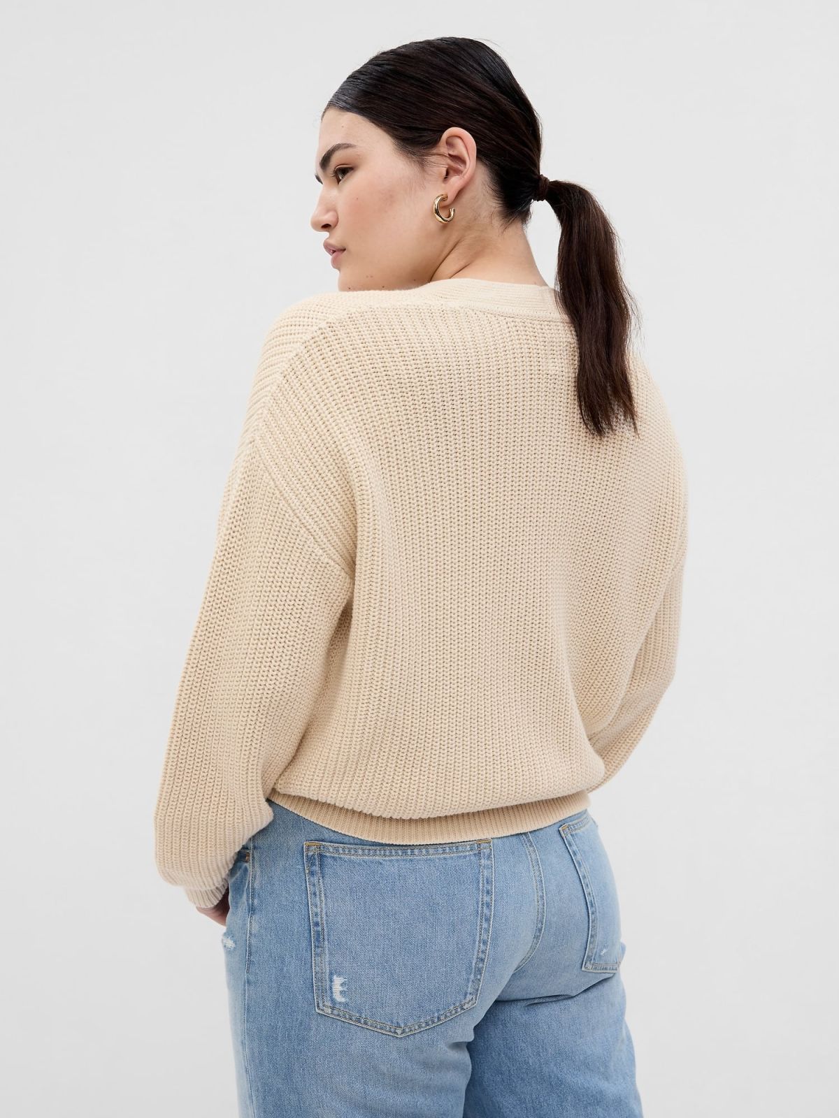 Μπεζ Shaker-Stitch Ζακέτα-592231002