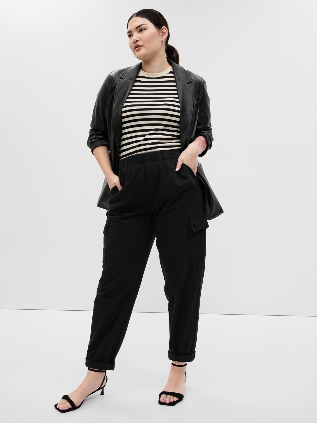 Μαύρο Twill Cargo Παντελόνι-541219003