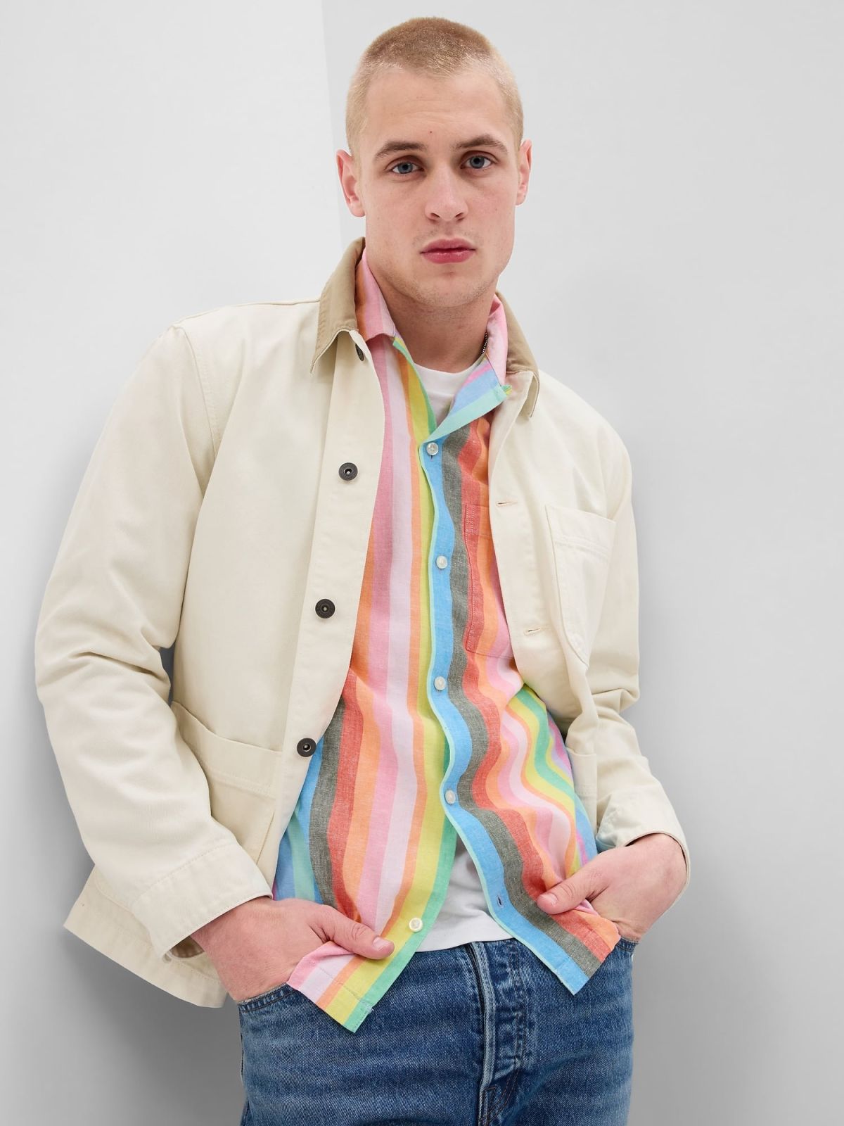 Multi Linen-Cotton Vacay Πουκάμισο-585744006