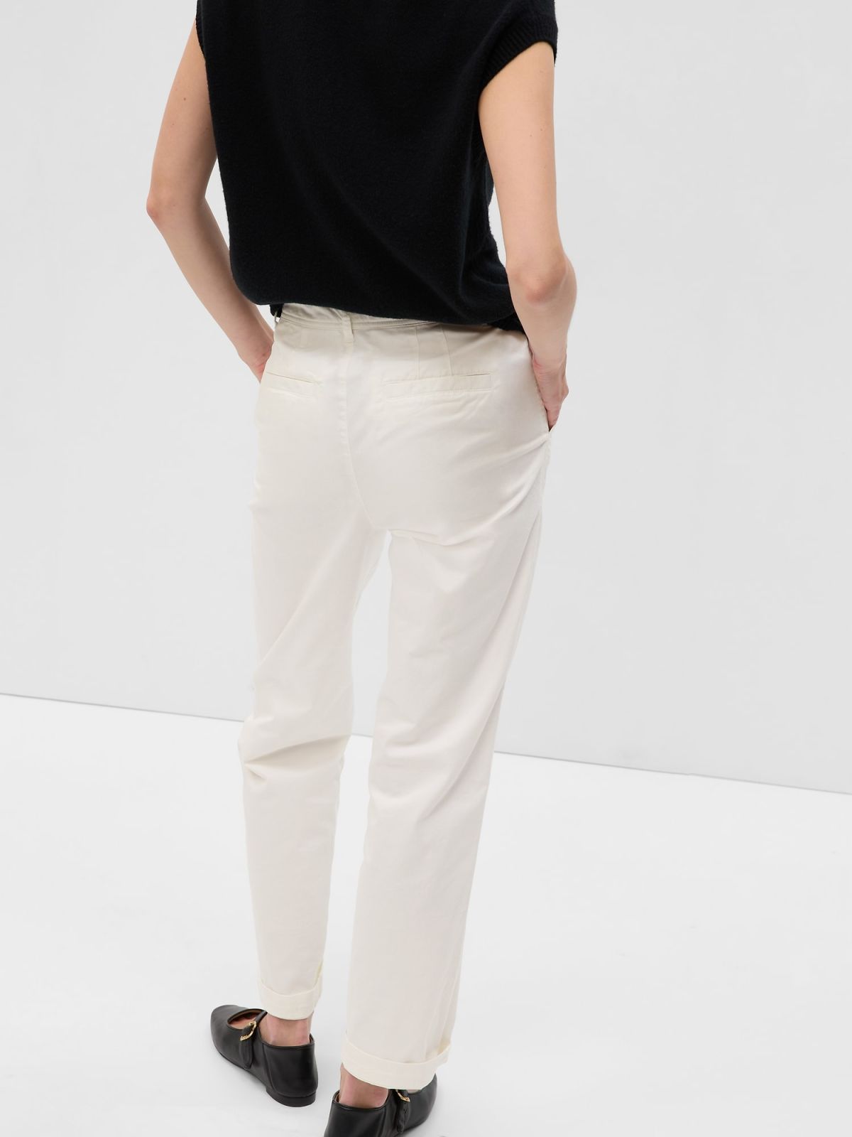 Άσπρο High Rise Girlfriend Utility Khakis Παντελόνι με Washwell-598692000