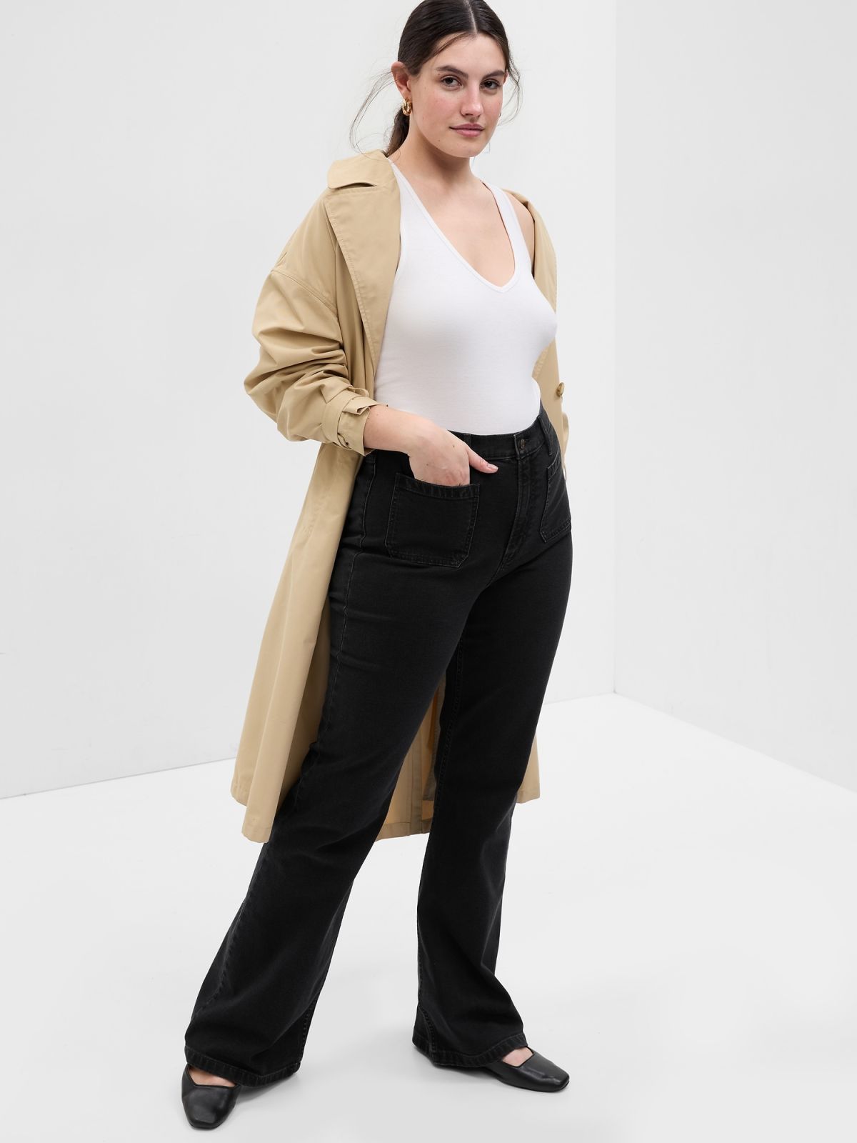 Μαύρο High Rise '70s Flare Jean Παντελόνι-570424000