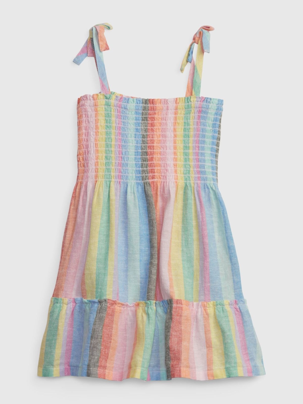 Multi Νηπιακό Linen-Cotton Stripe Tiered Φόρεμα-602011000