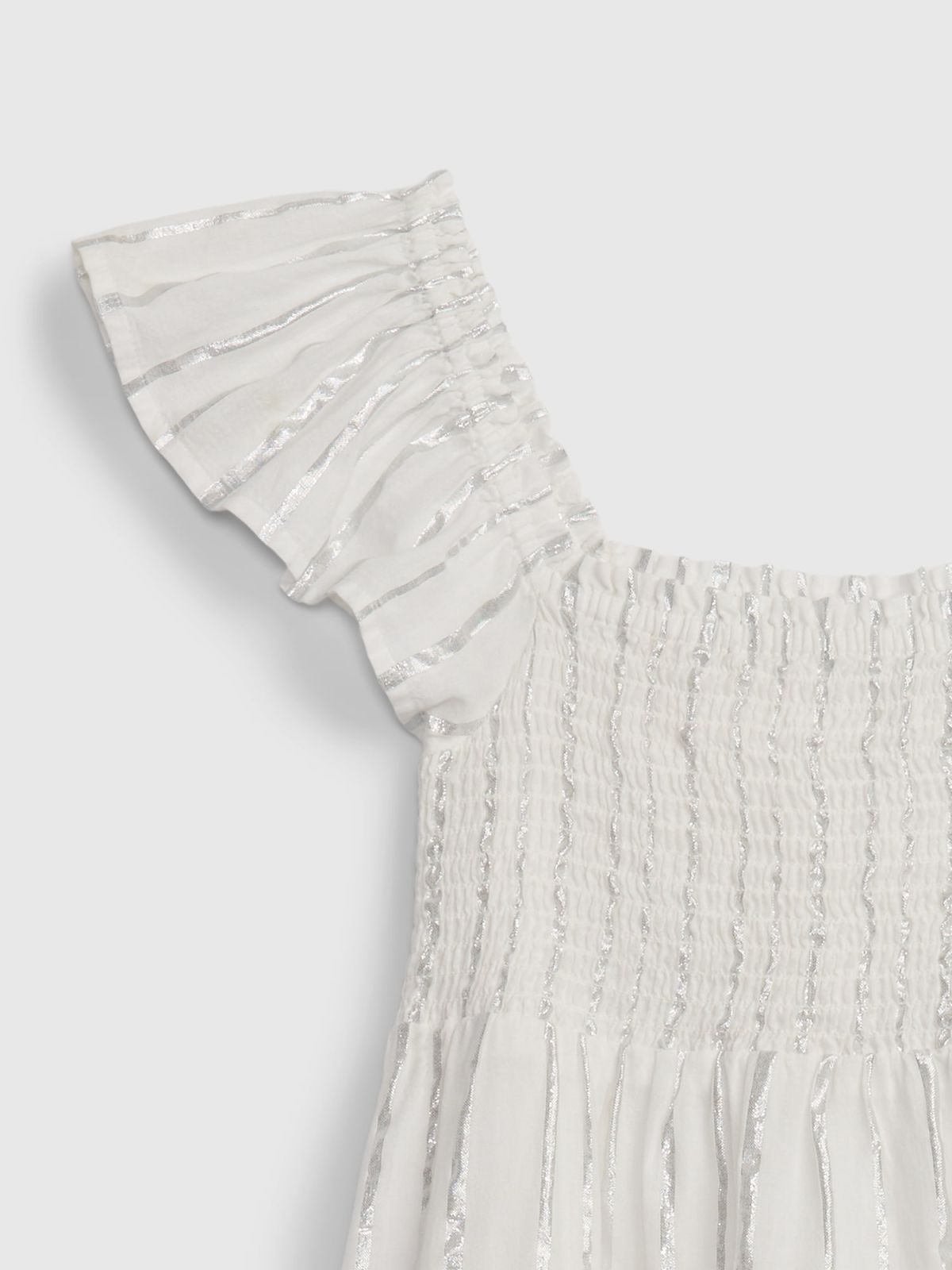 Άσπρο Παιδικό Shiny Smocked Midi Φόρεμα-601061000