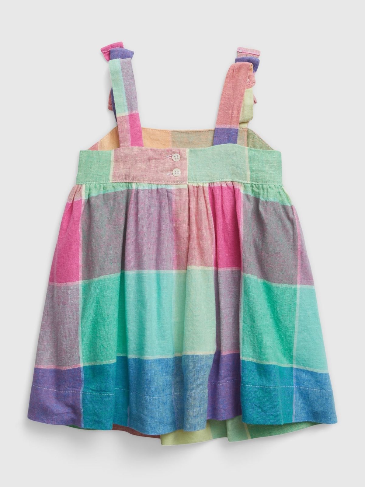 Baby Linen-Cotton Spring Plaid Dress-600674000