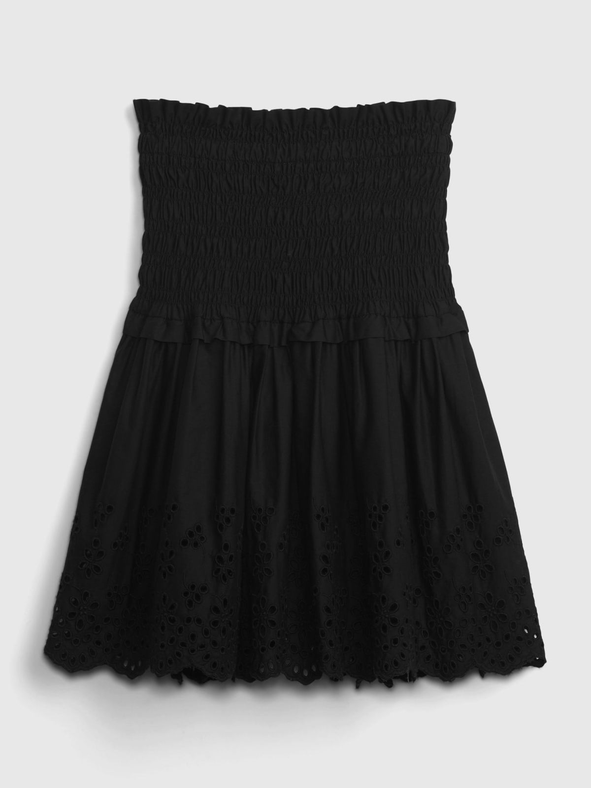 Μαύρη Smocked Eyelet Mini Φούστα-548356000