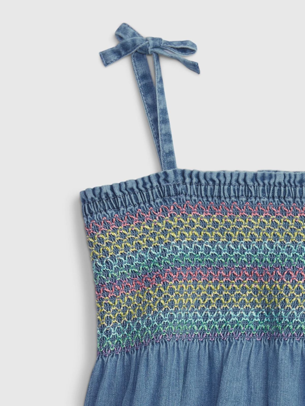 Μπλε Νηπιακό Denim Smocked Φόρεμα με Washwell-602048000