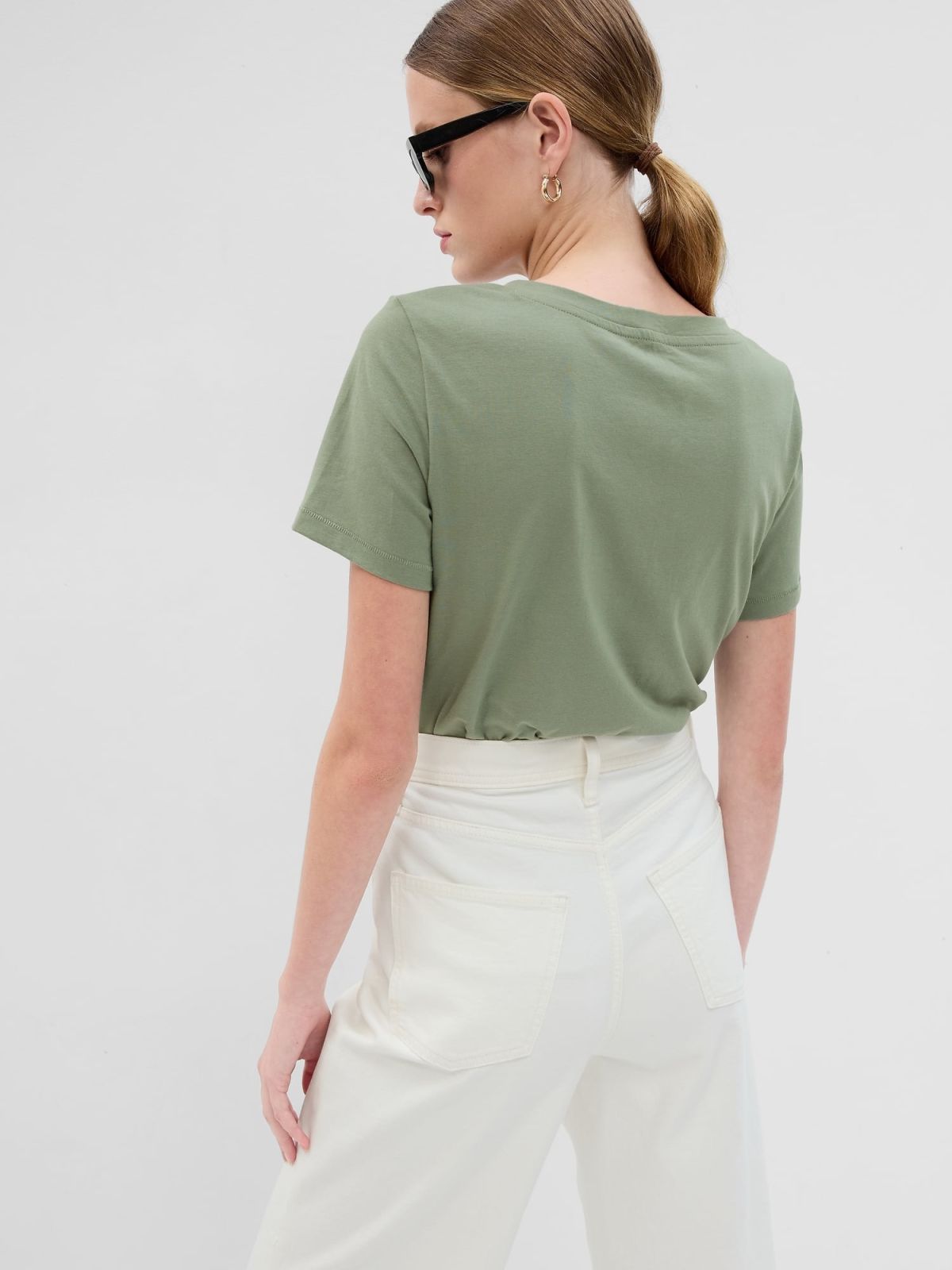 Organic Cotton Vintage V-Neck T-Shirt-740140043