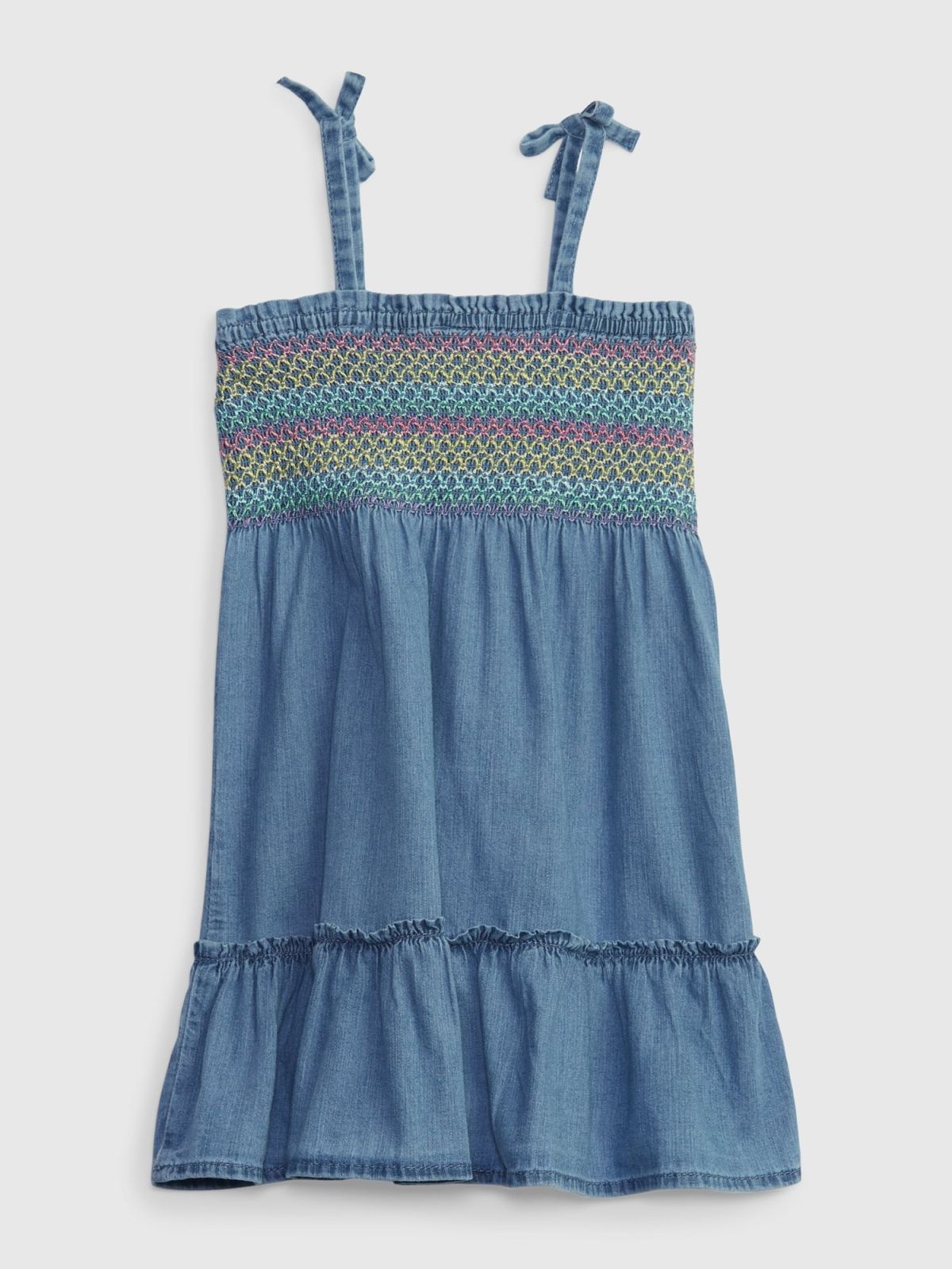 Μπλε Νηπιακό Denim Smocked Φόρεμα με Washwell-602048000