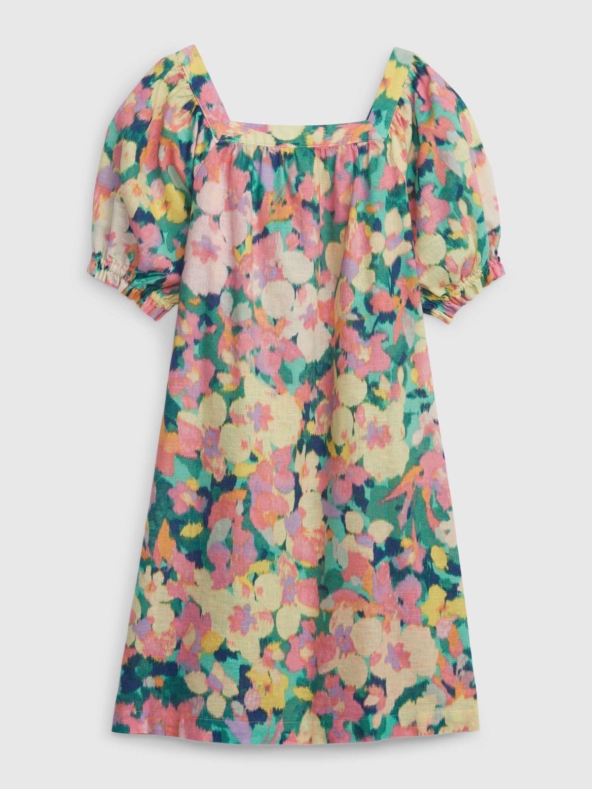 Kids Linen-Cotton Puff Sleeve Dress-601084000