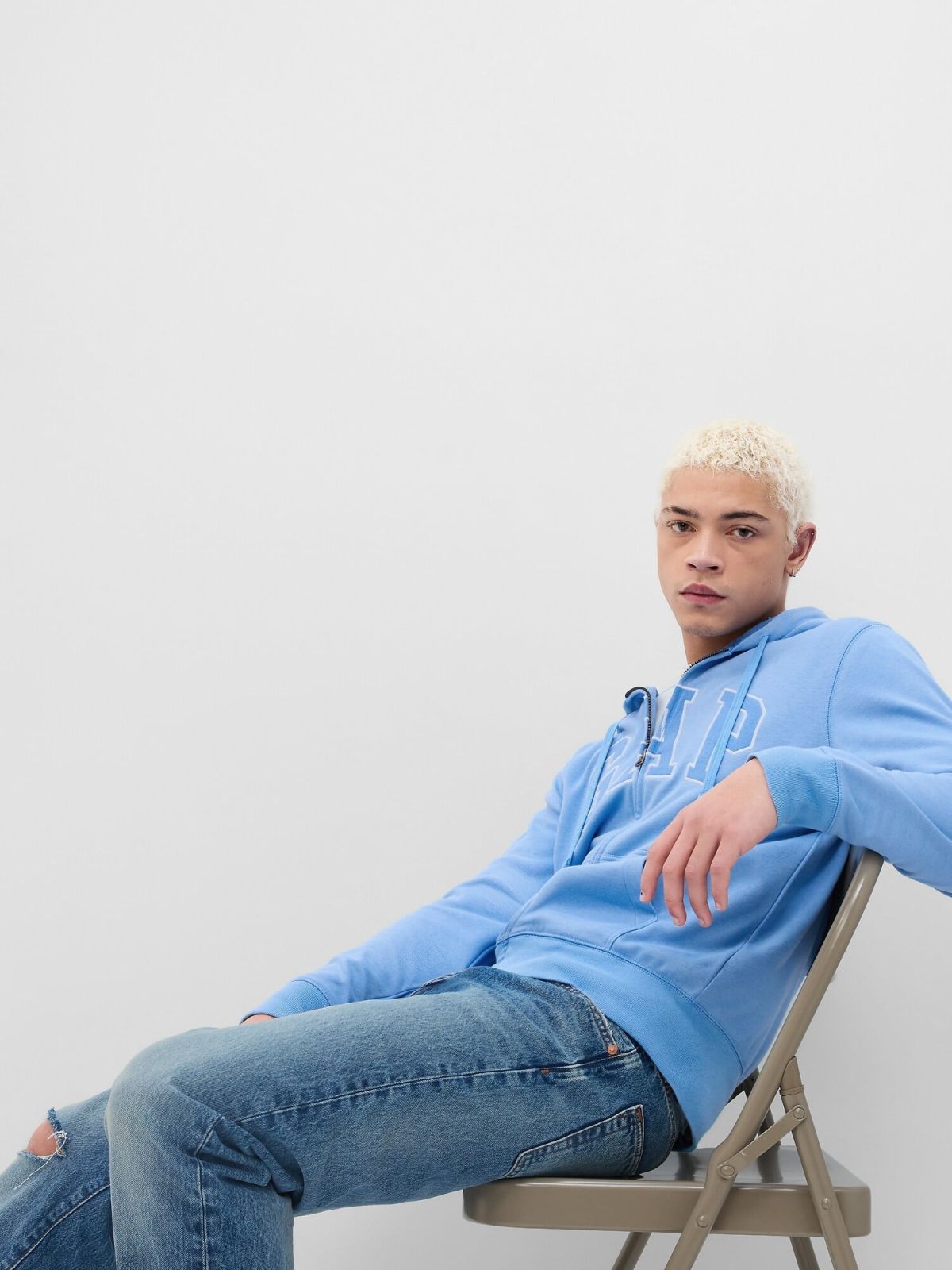 Μπλε Gap Arch Logo Ζακέτα Φούτερ Με Κουκούλα-490384040