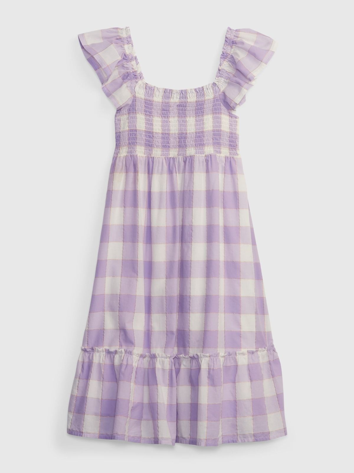 Μωβ Παιδικό Shiny Smocked Midi Φόρεμα-601061002