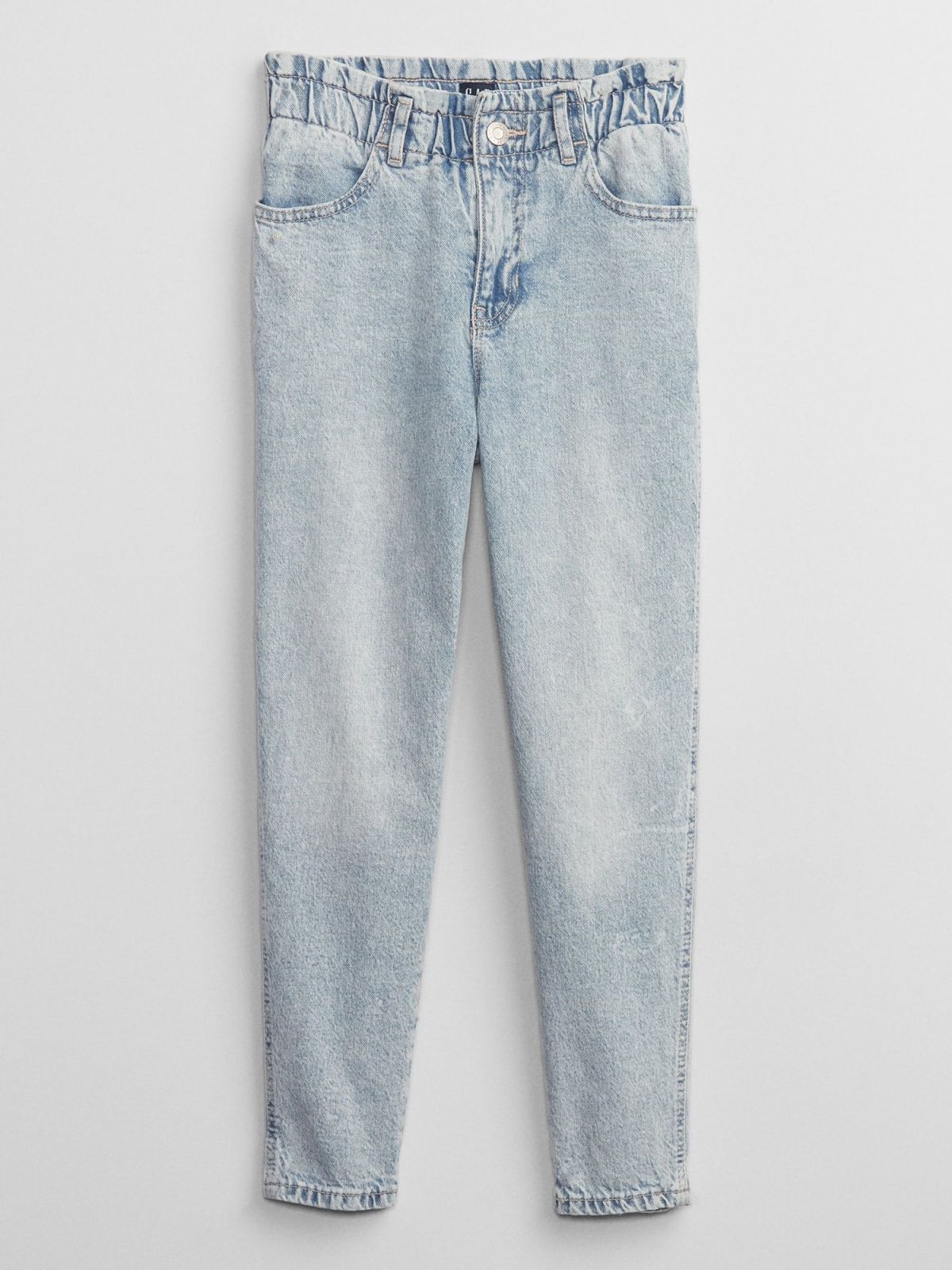 Μπλε Παιδικό High Rise Paperbag Mom Jean Παντελόνι με Washwell-603089000