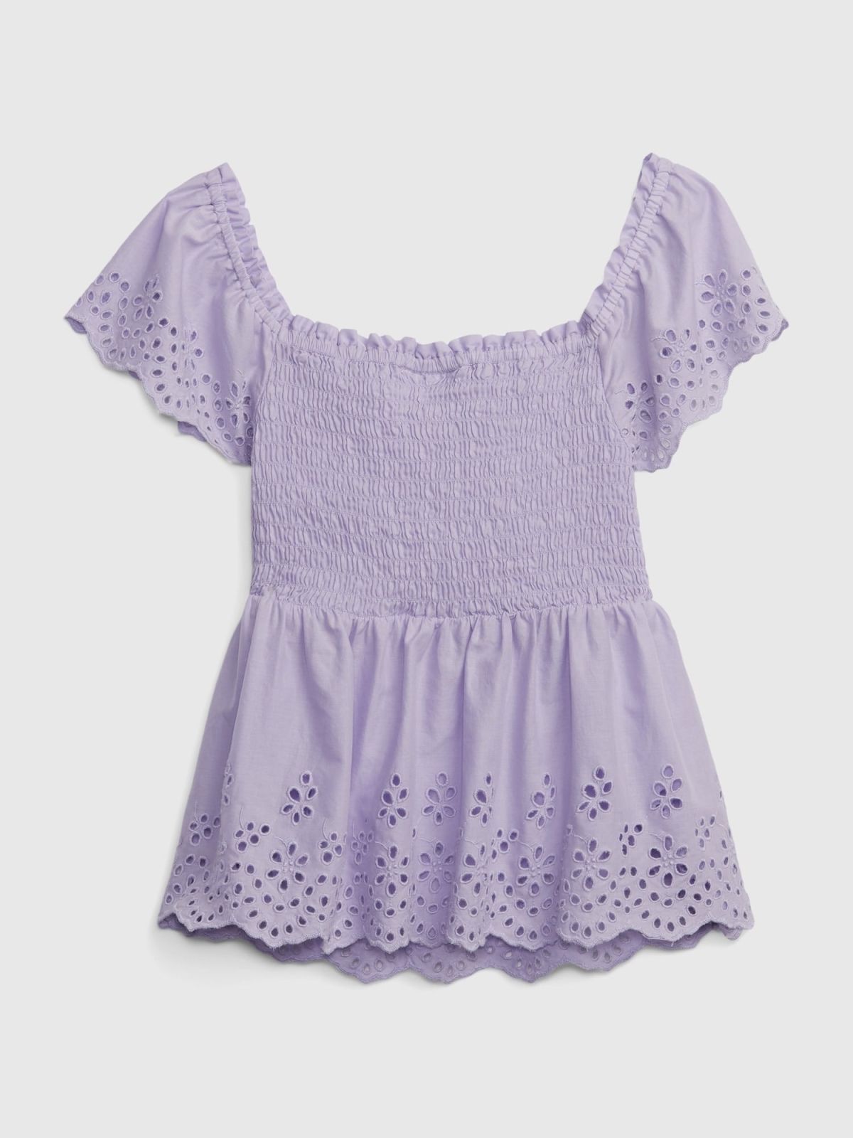 Μωβ Παιδικό Eyelet Flutter Sleeve Top-557992000