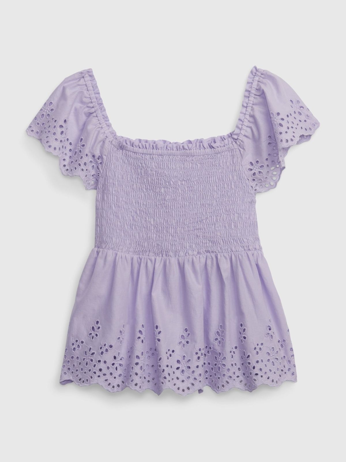 Μωβ Παιδικό Eyelet Flutter Sleeve Top-557992000