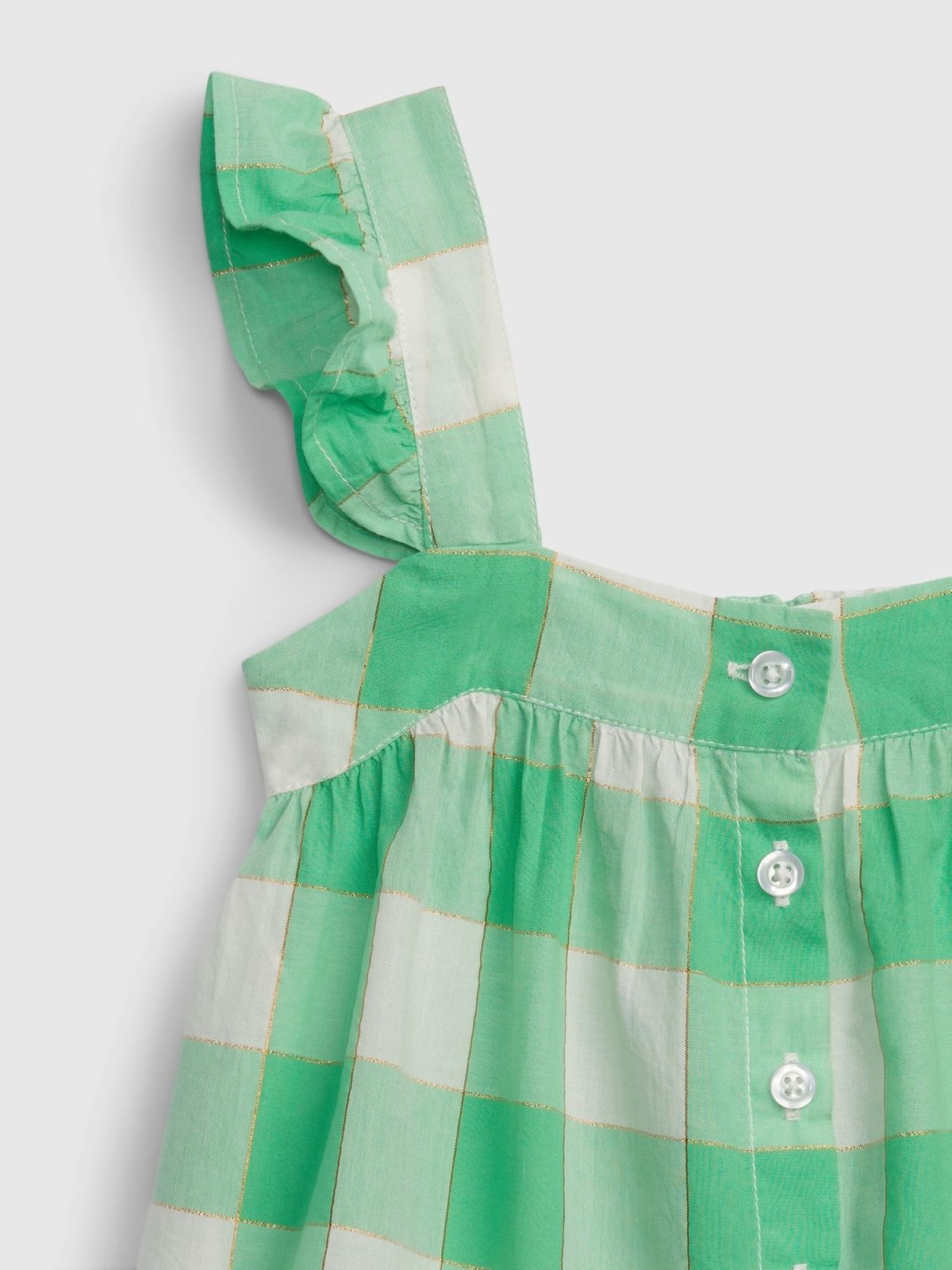 Πράσινο Νηπιακό Shiny Gingham Button-Front Τοπ-602130000