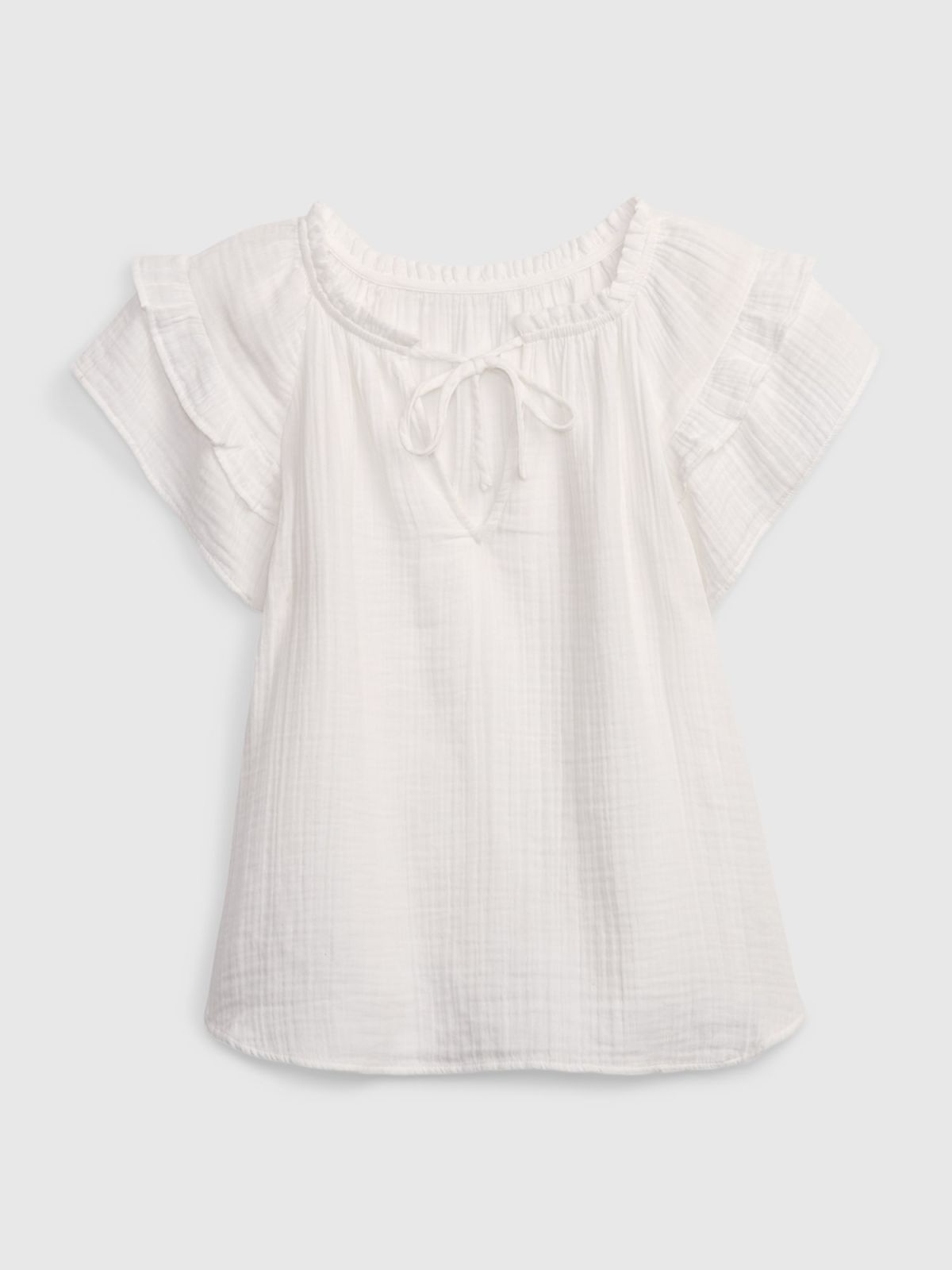 Crinkle Gauze Flutter Sleeve Top-591956002