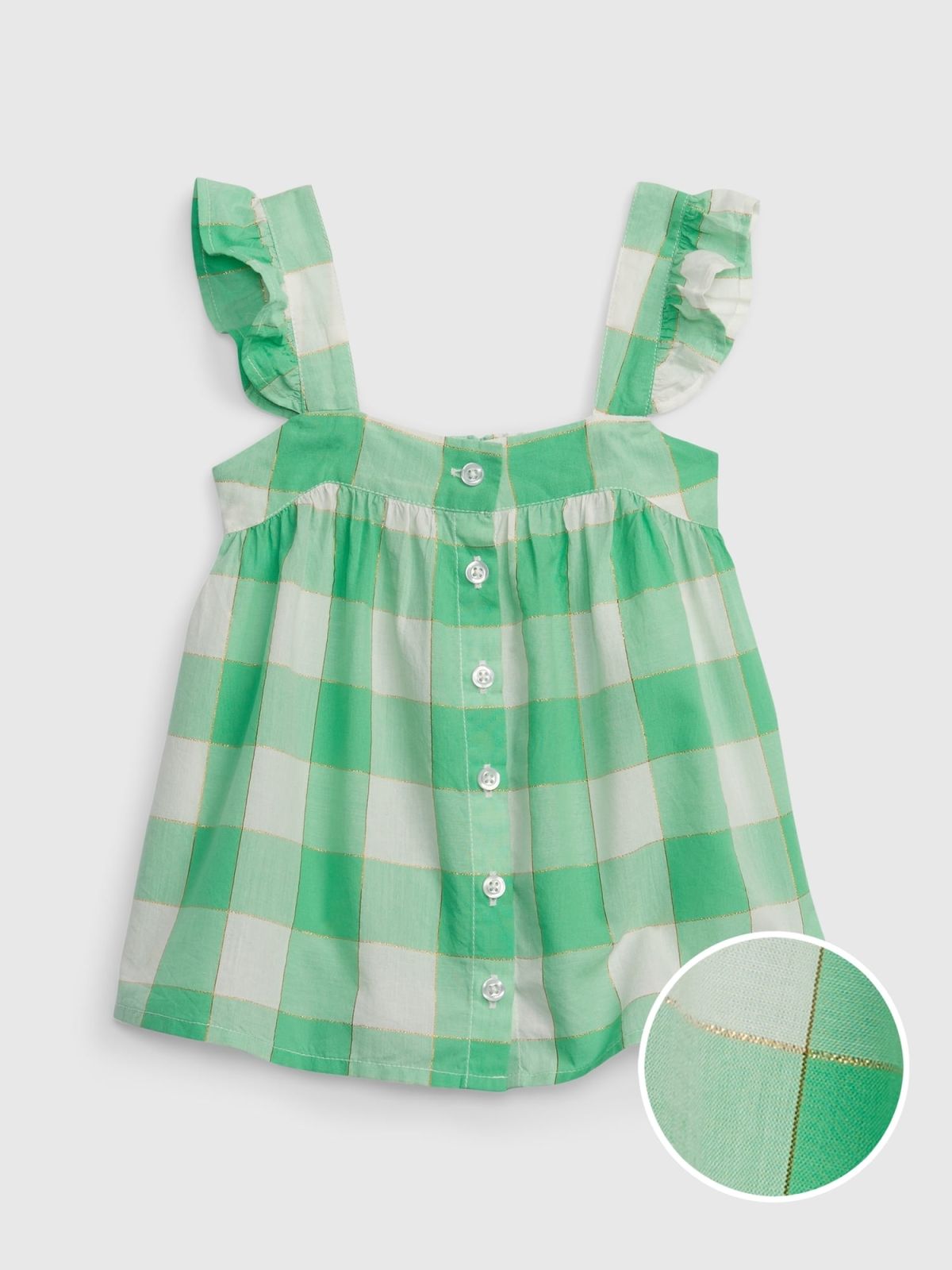 Πράσινο Νηπιακό Shiny Gingham Button-Front Τοπ-602130000